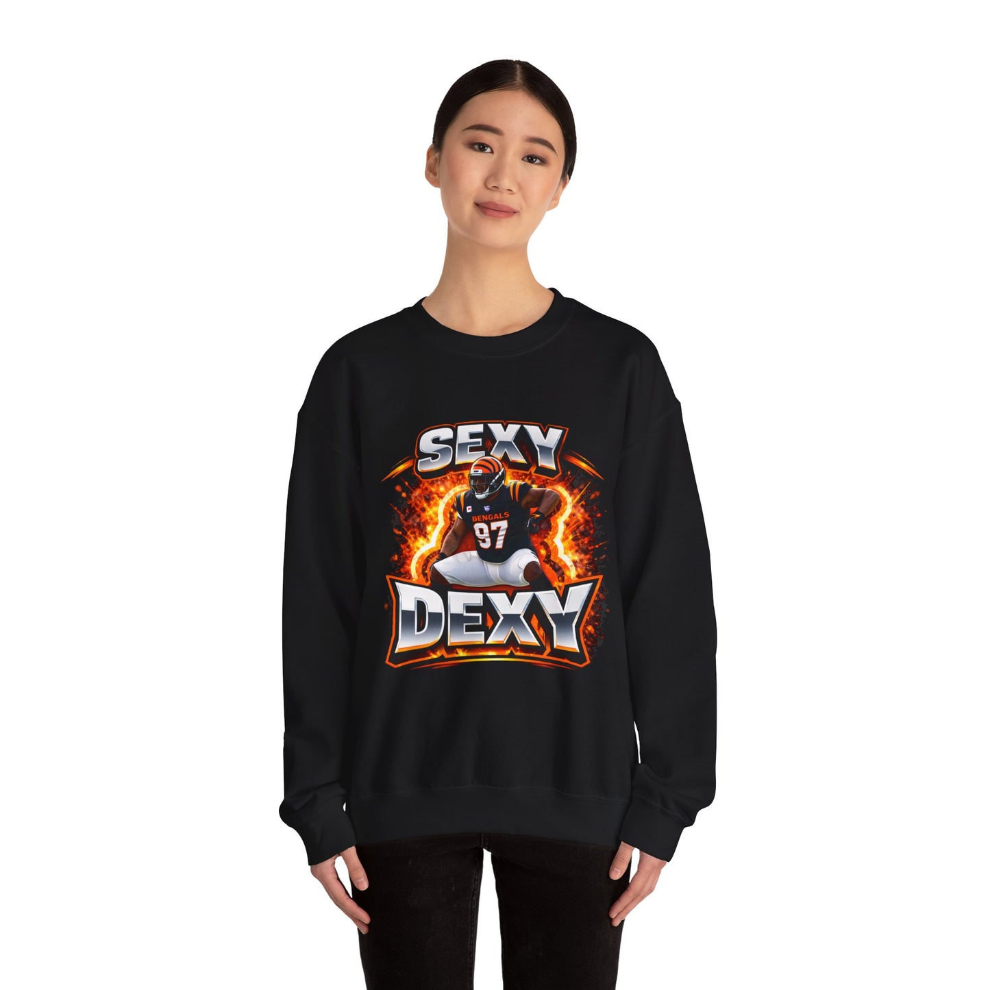 Sexy Dexy Football Crewneck Sweatshirt — Fire Helmet Player Graphic
