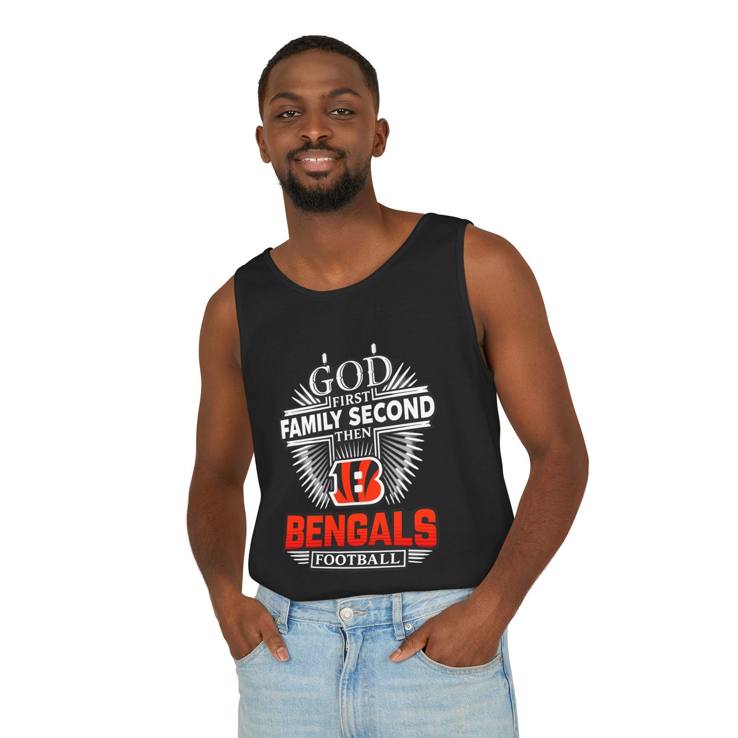 "God First, Family Second, Then Bengals" Fan Tank Top