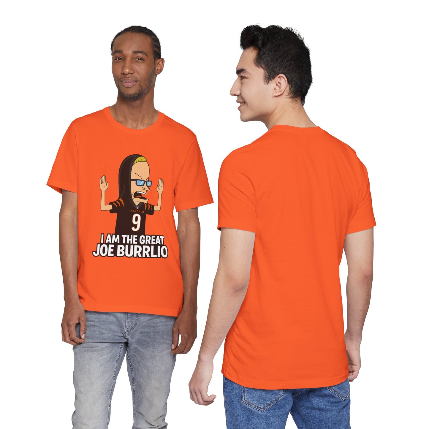 I Am The Great Joe Burrlio | Funny Bengals Fan T-Shirt | Beavis-Inspired Football Parody Tee