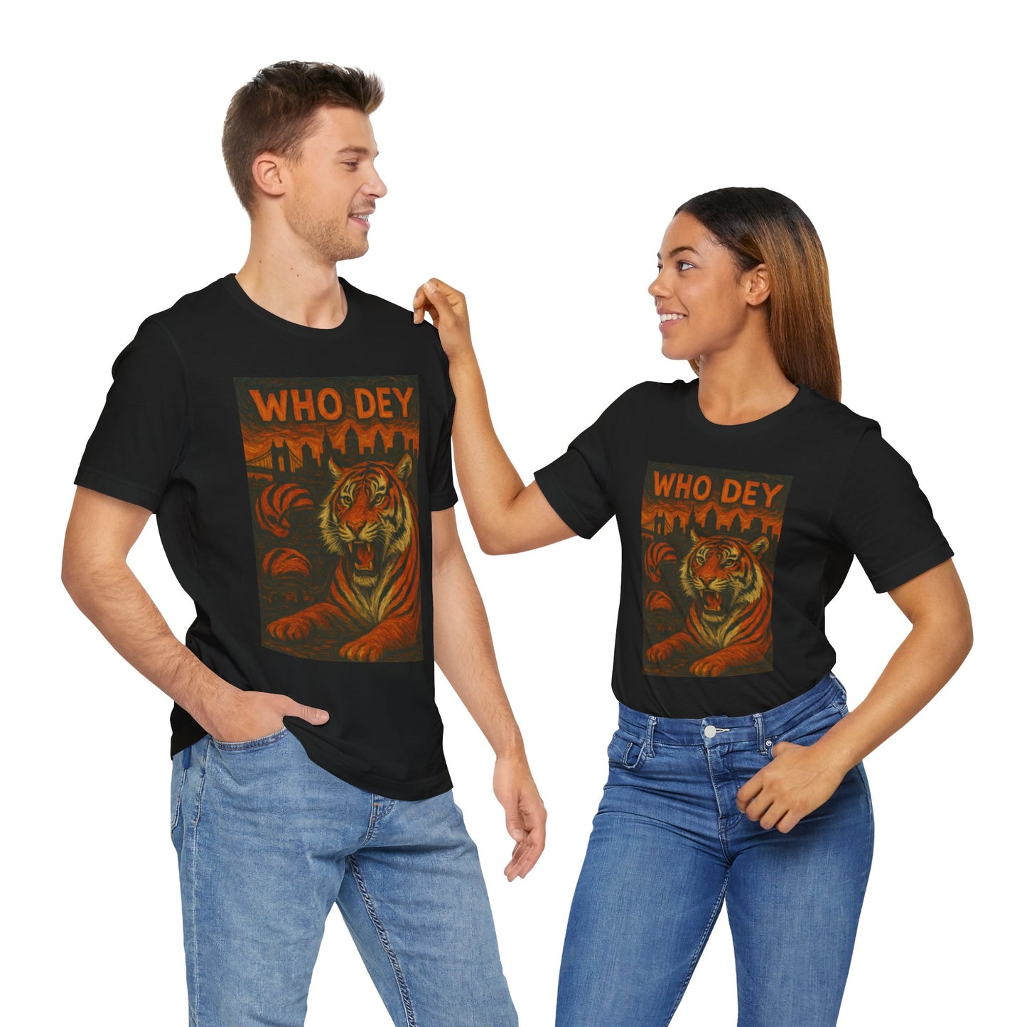 VanGogh style Tiger Graphic Tee – Who Dey, Unisex T-Shirt
