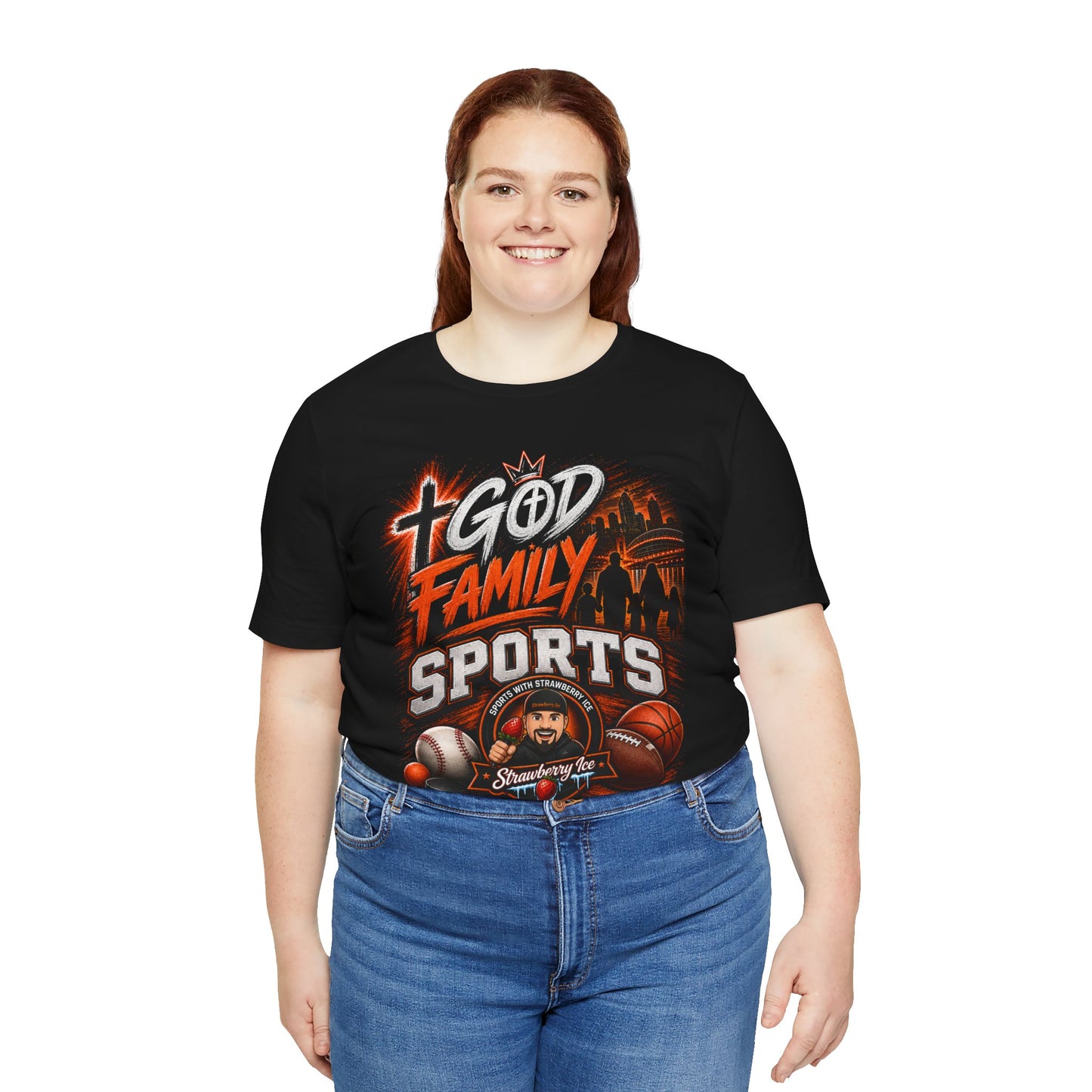 ✝️ God, Family & Sports | Official Strawberry Ice Faith Tee 🍓🧊🏈
