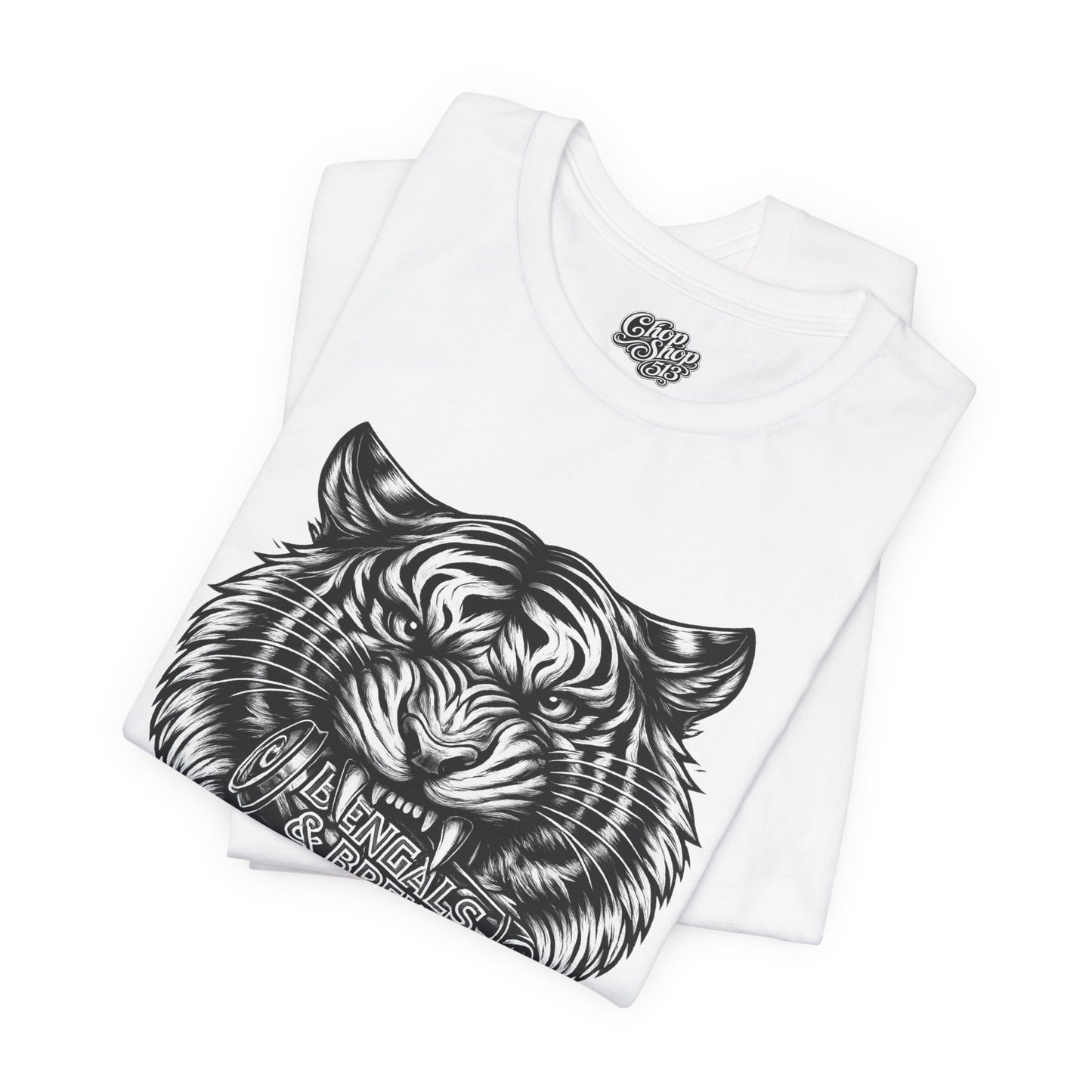 Bengals and Brews Black and White — Fierce Vintage Tiger Head Graphic T-Shirt