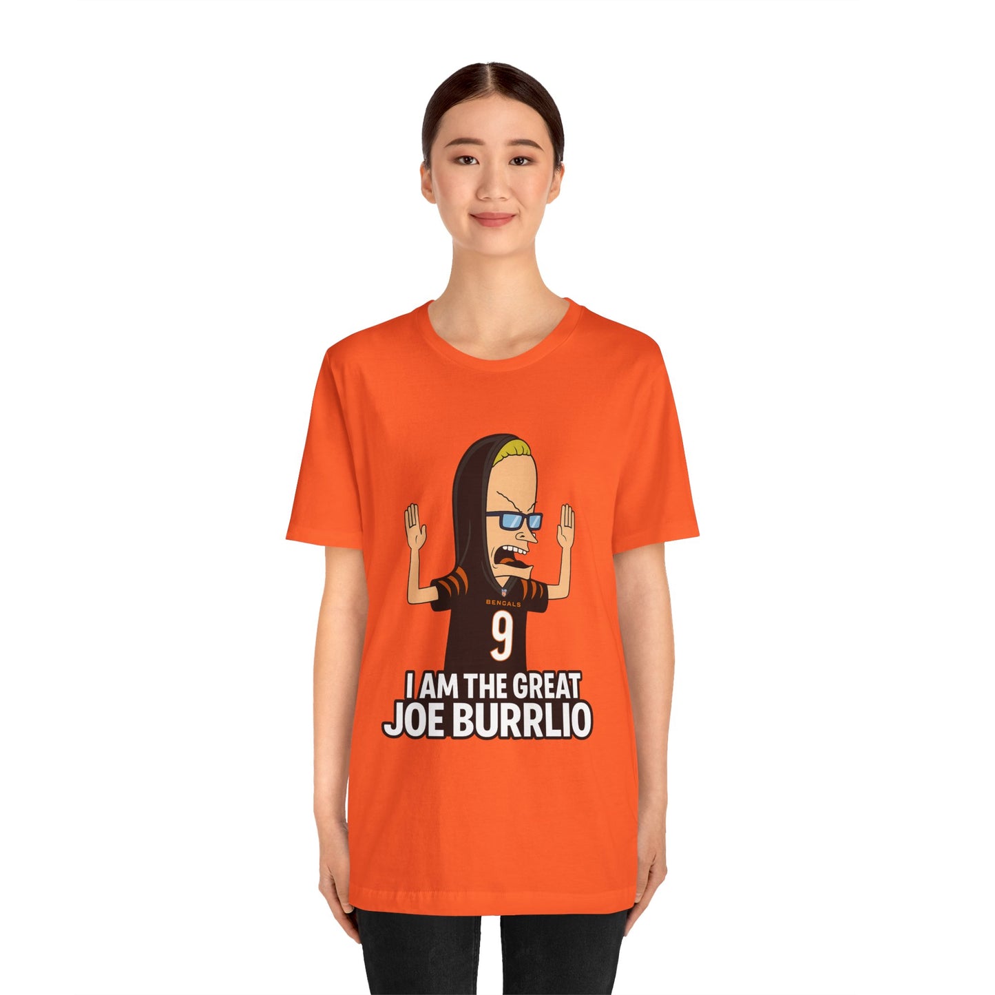 I Am The Great Joe Burrlio | Funny Bengals Fan T-Shirt | Beavis-Inspired Football Parody Tee