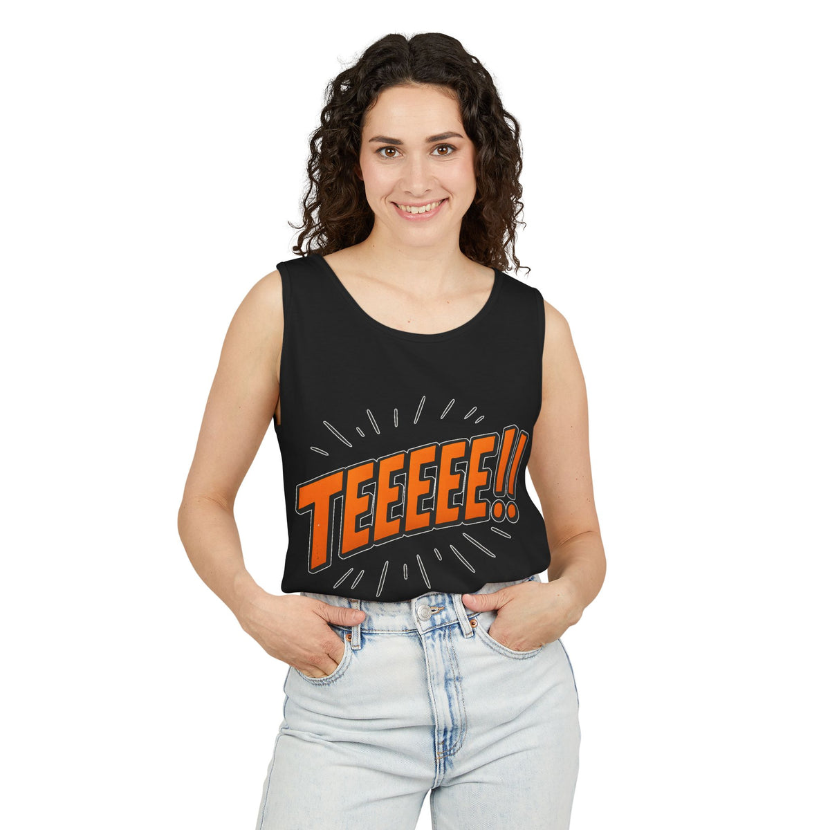 TEEEEE!! -Fun Graphic Tank Top Summer Essential, Unisex Apparel, Beachwear, Gift Idea, Festival Outfit