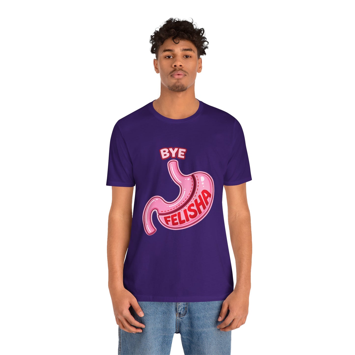 Bye Felisha Gastric Sleeve Stomach Graphic Tee — Funny Pink Cartoon Stomach T-Shirt