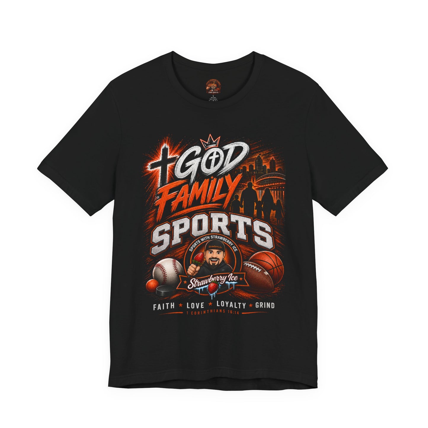 ✝️ God, Family & Sports | Official Strawberry Ice Faith Tee 🍓🧊🏈