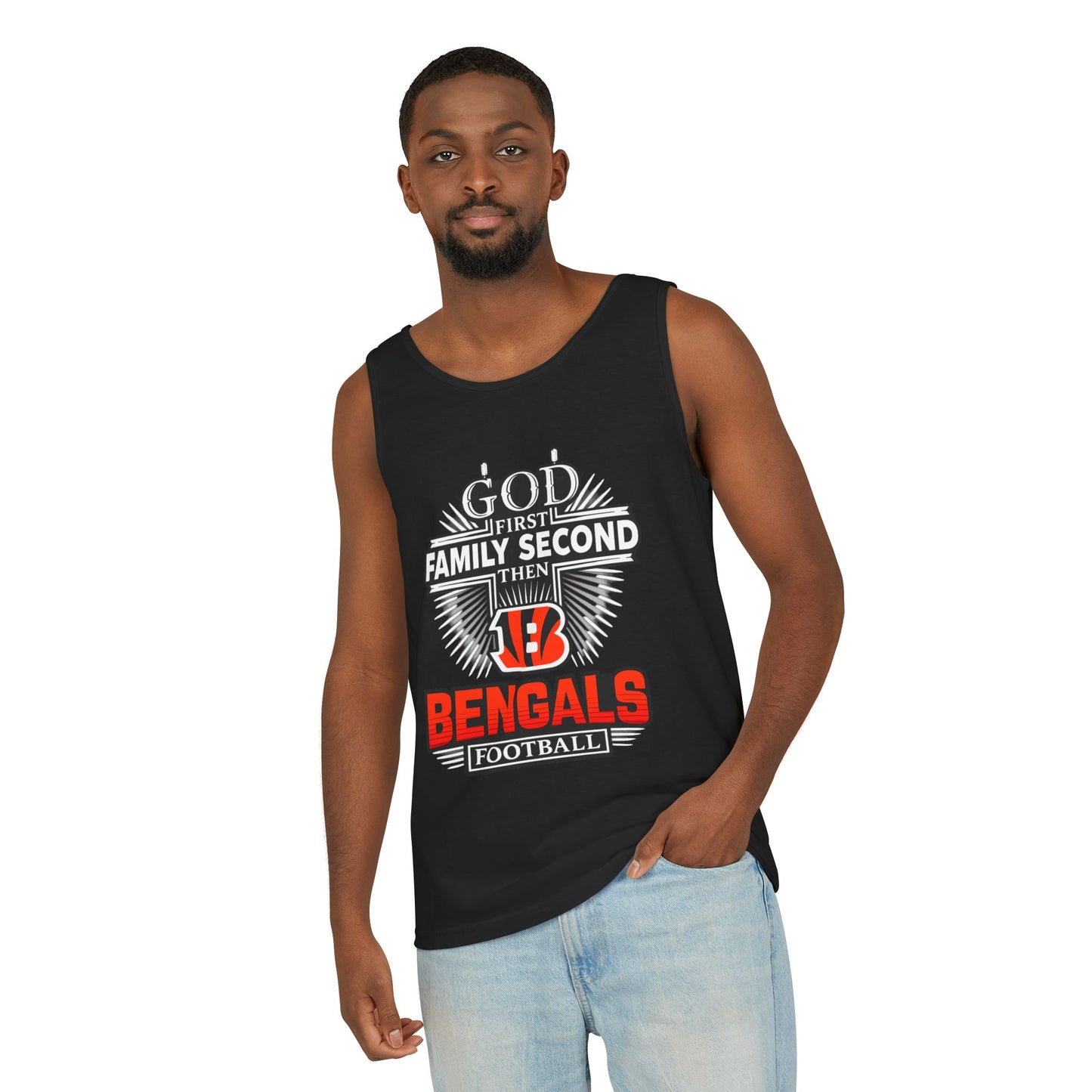 "God First, Family Second, Then Bengals" Fan Tank Top