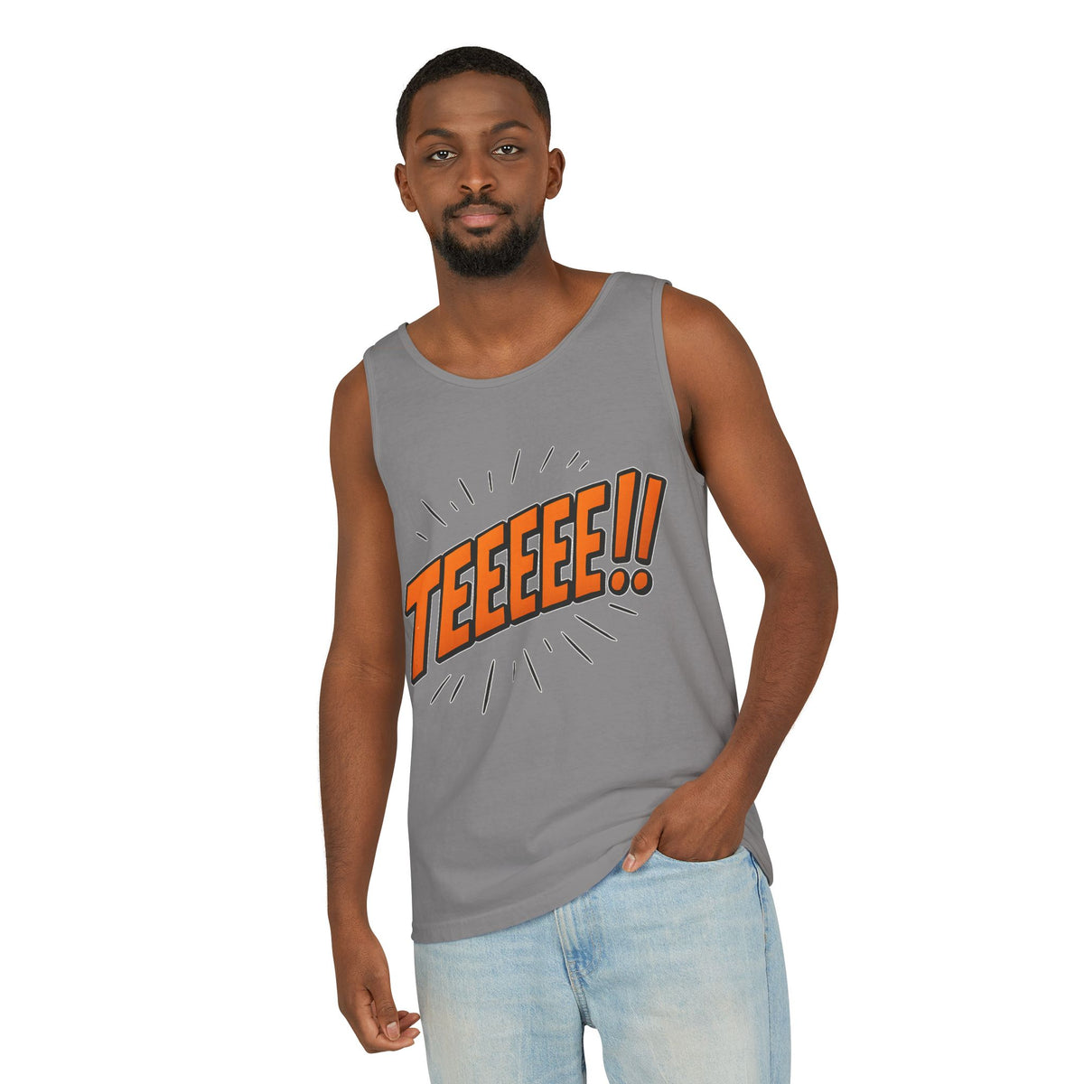 TEEEEE!! -Fun Graphic Tank Top Summer Essential, Unisex Apparel, Beachwear, Gift Idea, Festival Outfit