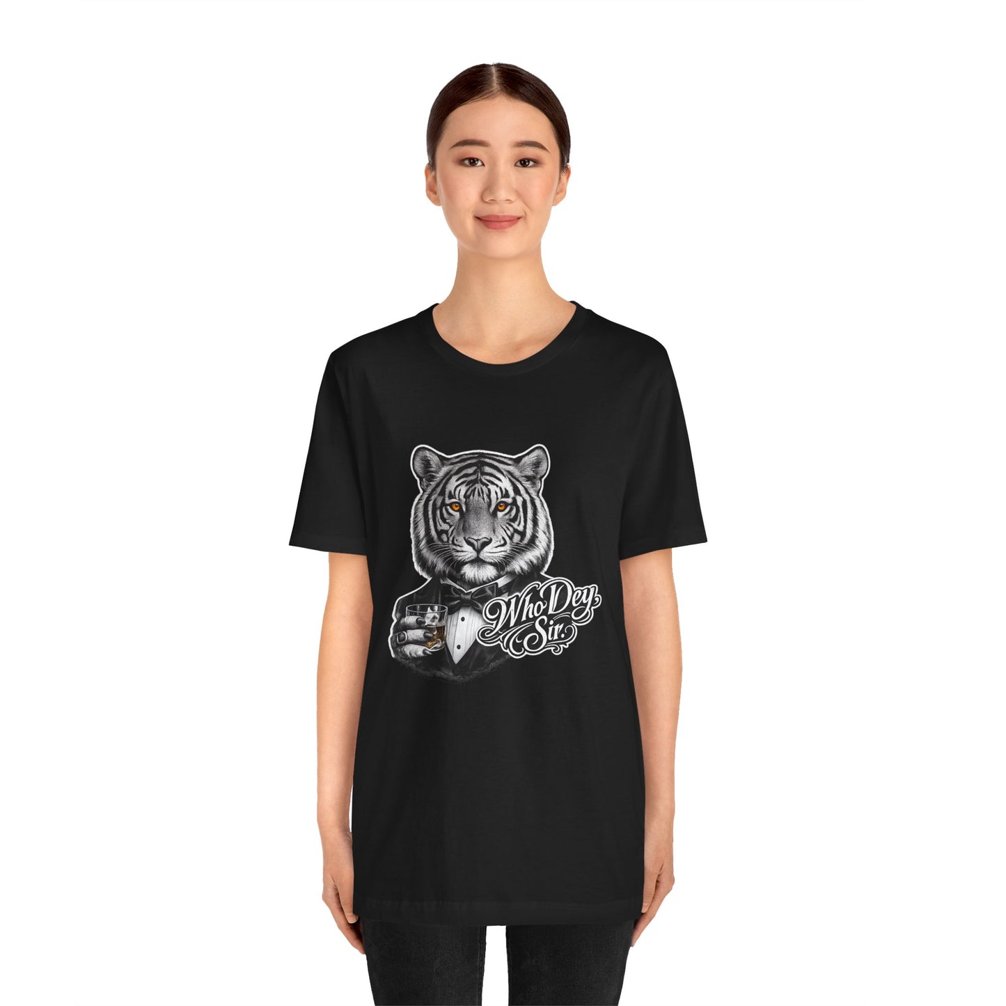 Tiger Tuxedo Tee — "Who Dey Sir" Graphic Shirt for Bengals Fans