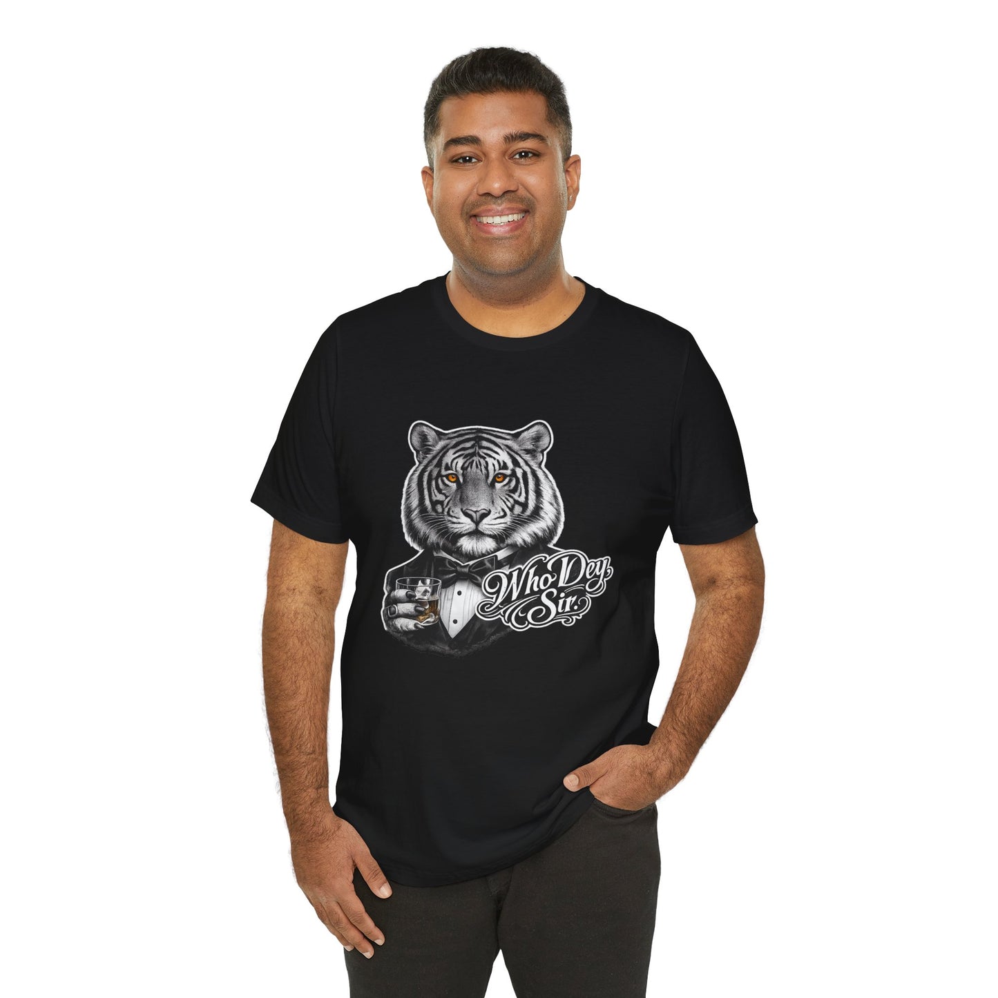 Tiger Tuxedo Tee — "Who Dey Sir" Graphic Shirt for Bengals Fans