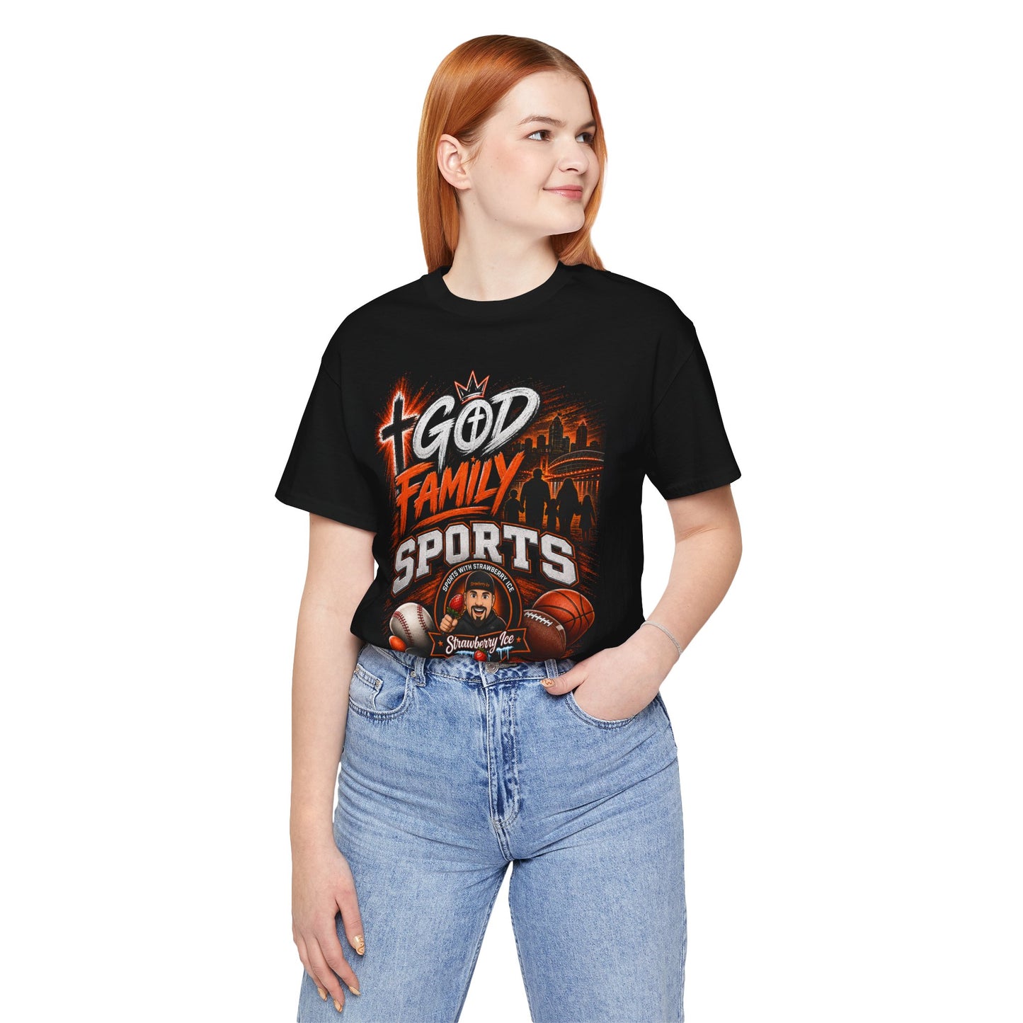 ✝️ God, Family & Sports | Official Strawberry Ice Faith Tee 🍓🧊🏈