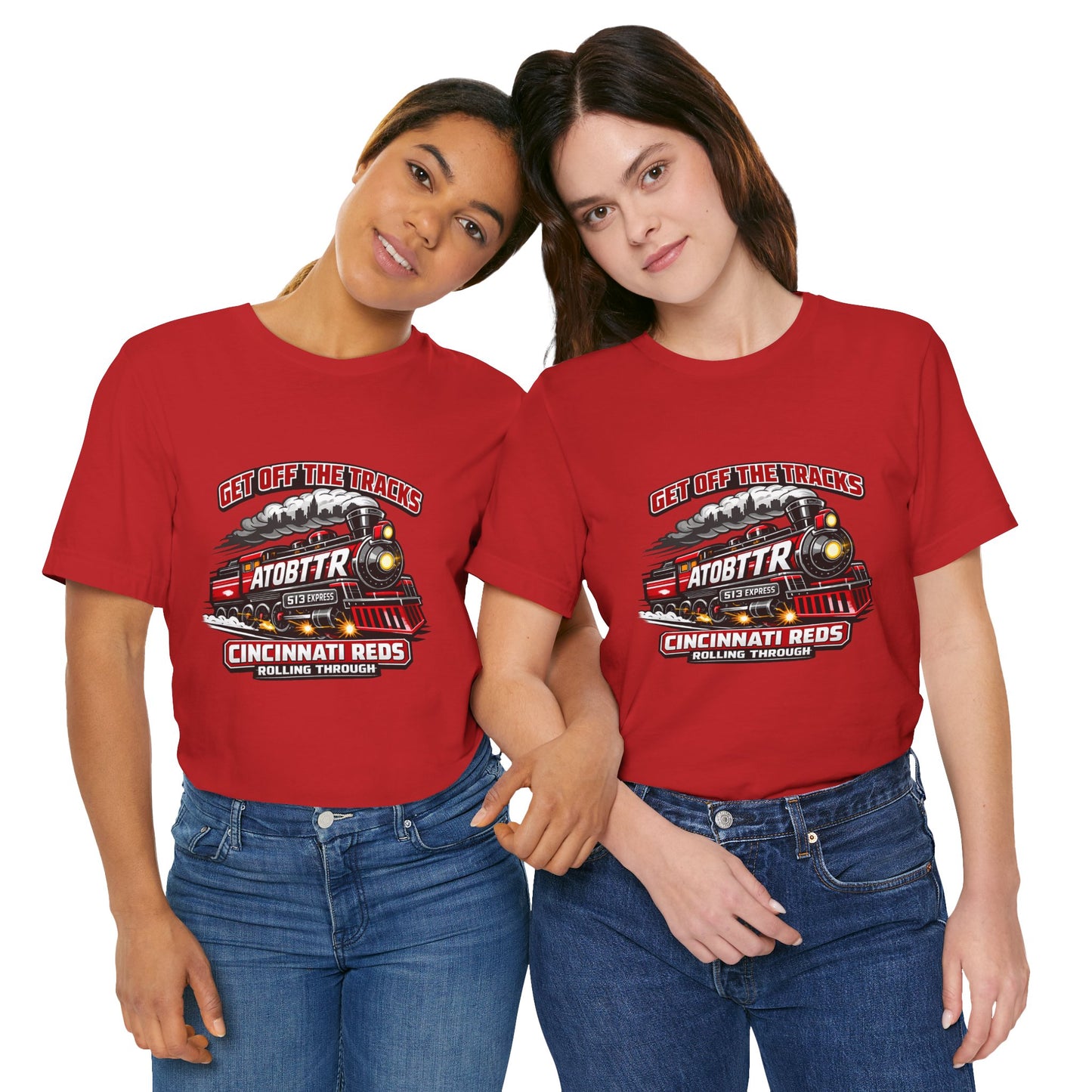 Cincinnati Reds Vintage Train "GET OFF THE TRACKS" Tee — Baseball Fan Shirt