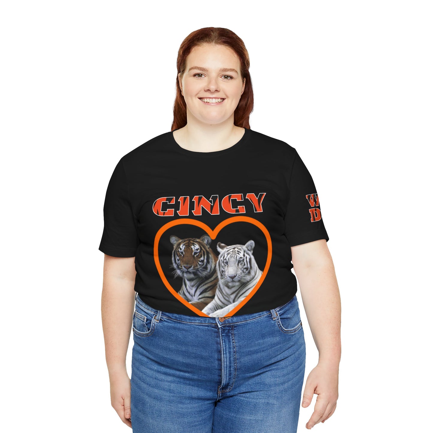 Cincy Cat Lover Unisex Tee - Bold Orange Animal Print Shirt