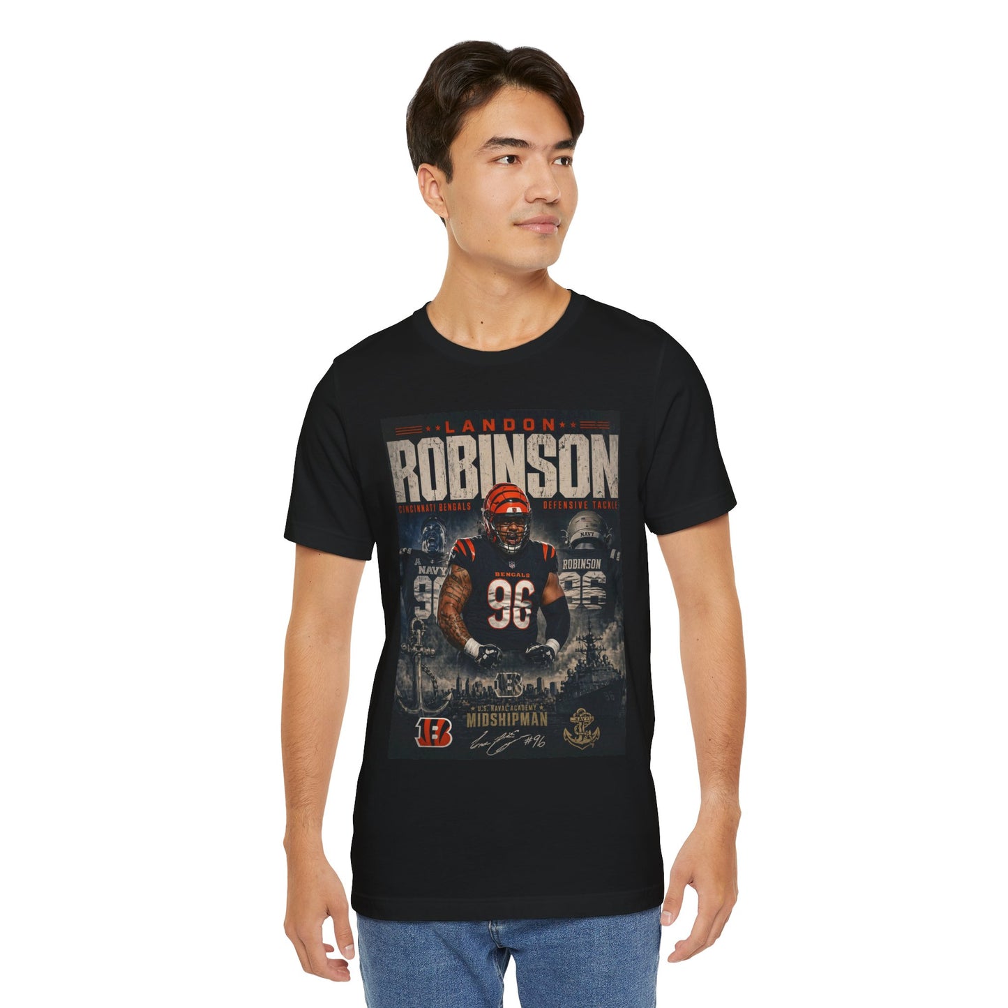 Midshipman Landon Robinson #96 Bengals Football Tee - Retro NFL Fan Shirt