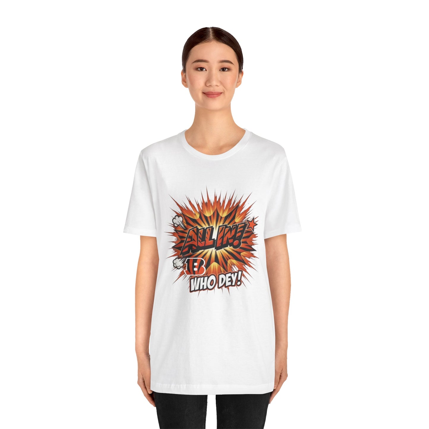 All In! Who Dey! Bengals Fan T-Shirt – All In Comic Burst Tee