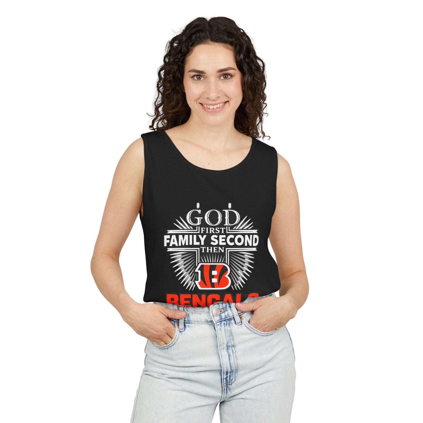 "God First, Family Second, Then Bengals" Fan Tank Top