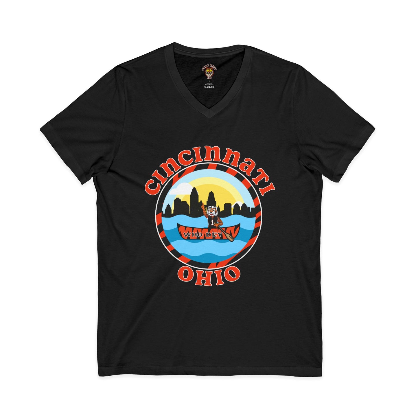 Cincinnati, Ohio – Queen City Sunset Tee V-Neck Tee