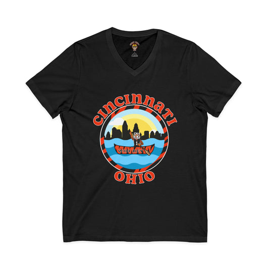Cincinnati, Ohio – Queen City Sunset Tee V-Neck Tee