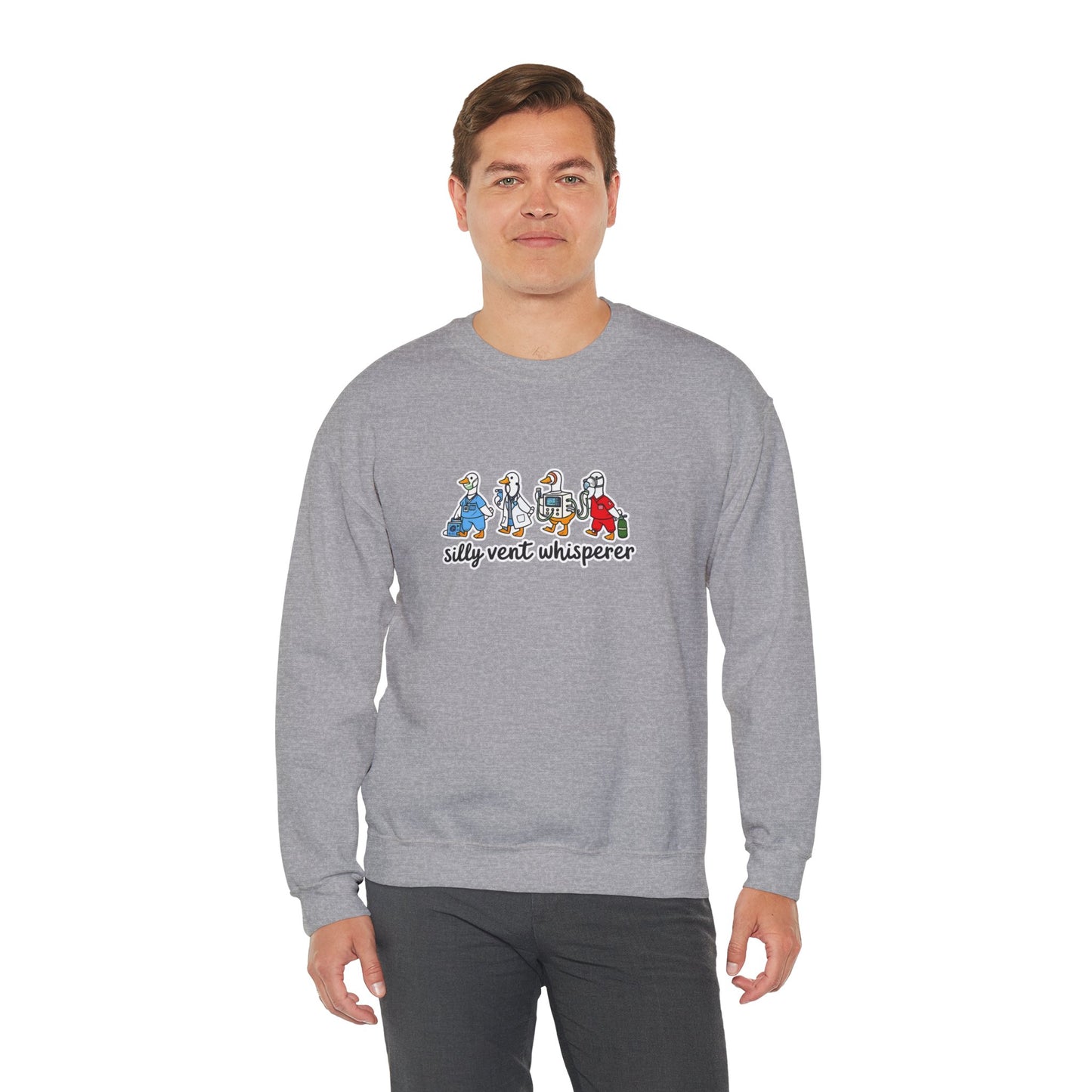 Crewneck Sweatshirt — "Silly Vent Whisperer" Cartoon Characters Graphic