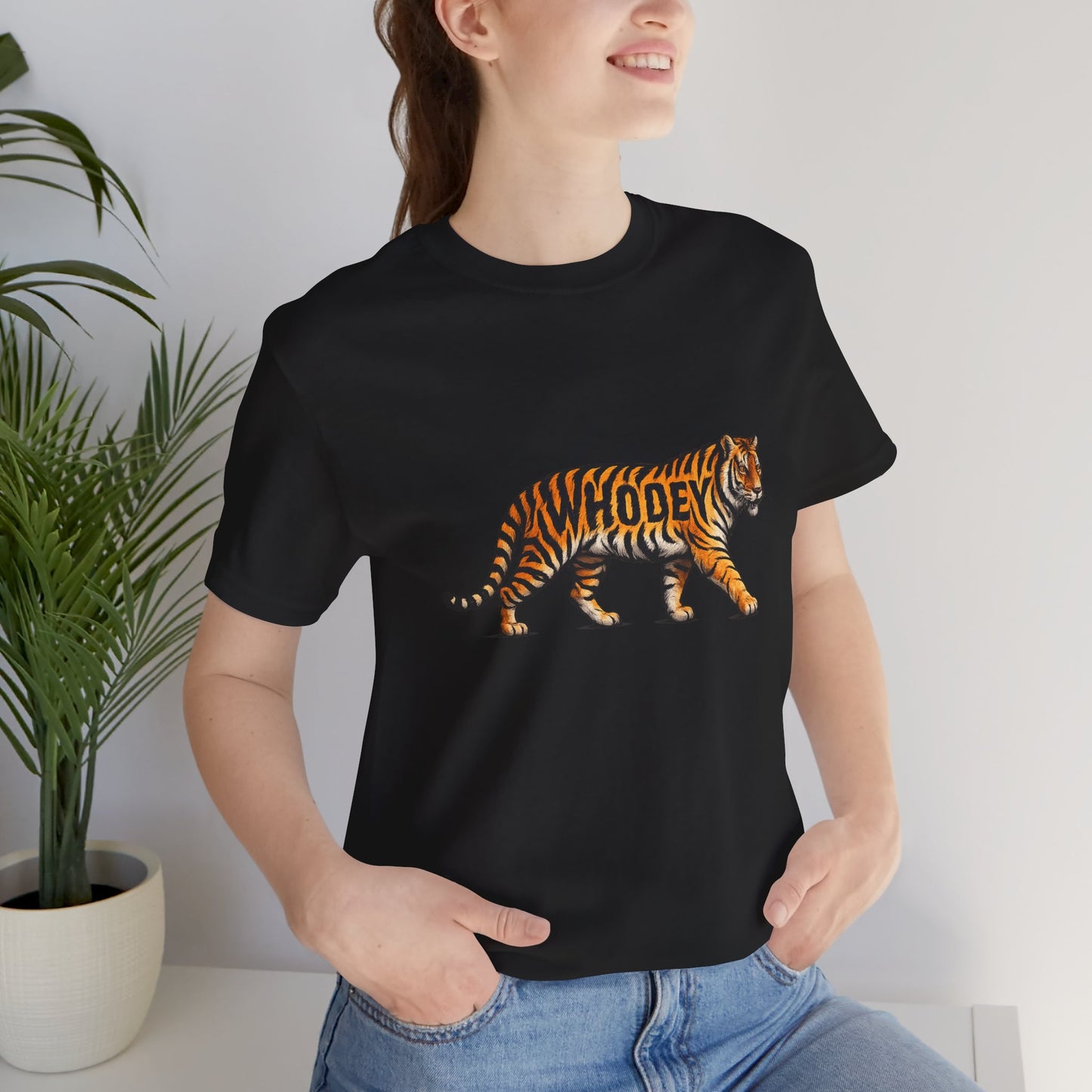Tiger Graphic Tee — ‘WHODEY’ Vintage Striped Tiger Shirt