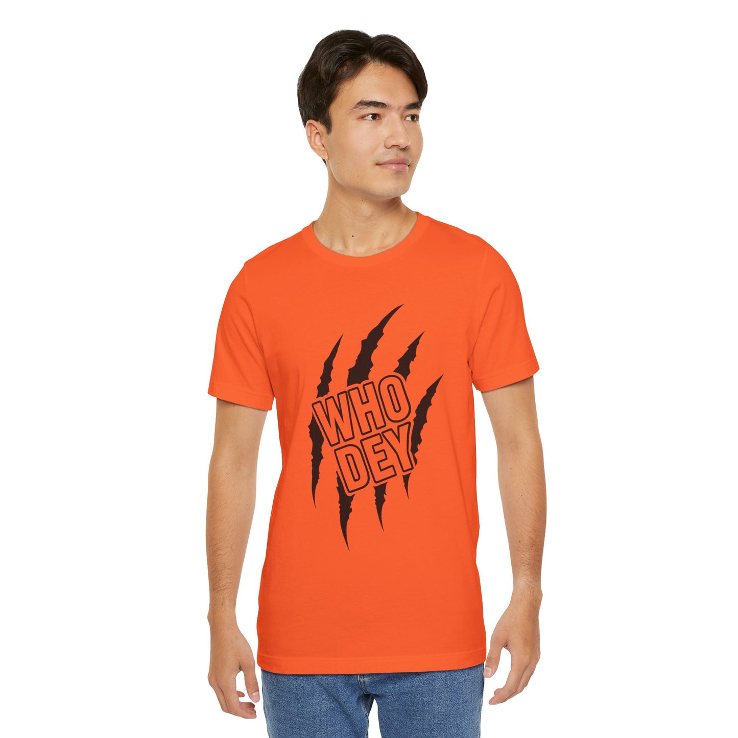 White/Orange/Black Who Dey Claw T-Shirt — Bengals Fan Graphic Tee