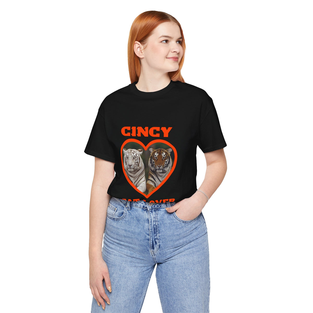 🧡 Cincy Cat Lover Tee | Big Cat Heart Graphic Shirt