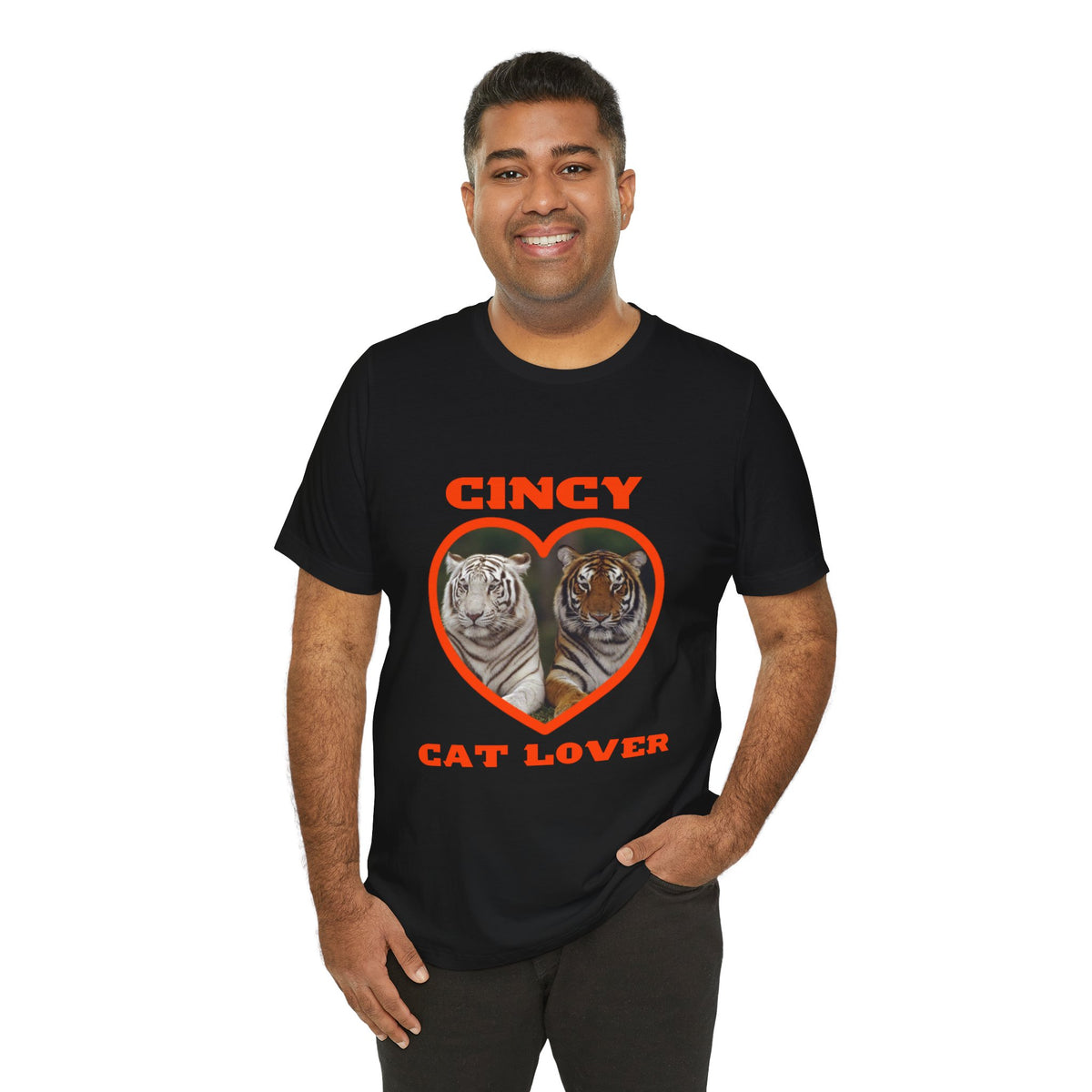 🧡 Cincy Cat Lover Tee | Big Cat Heart Graphic Shirt