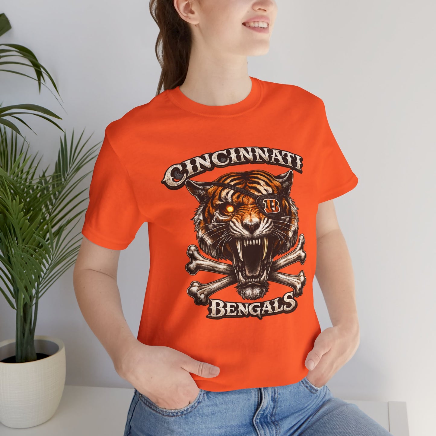 Cincinnati Bengals Tiger Skull T-Shirt — Vintage Football Fan Tee