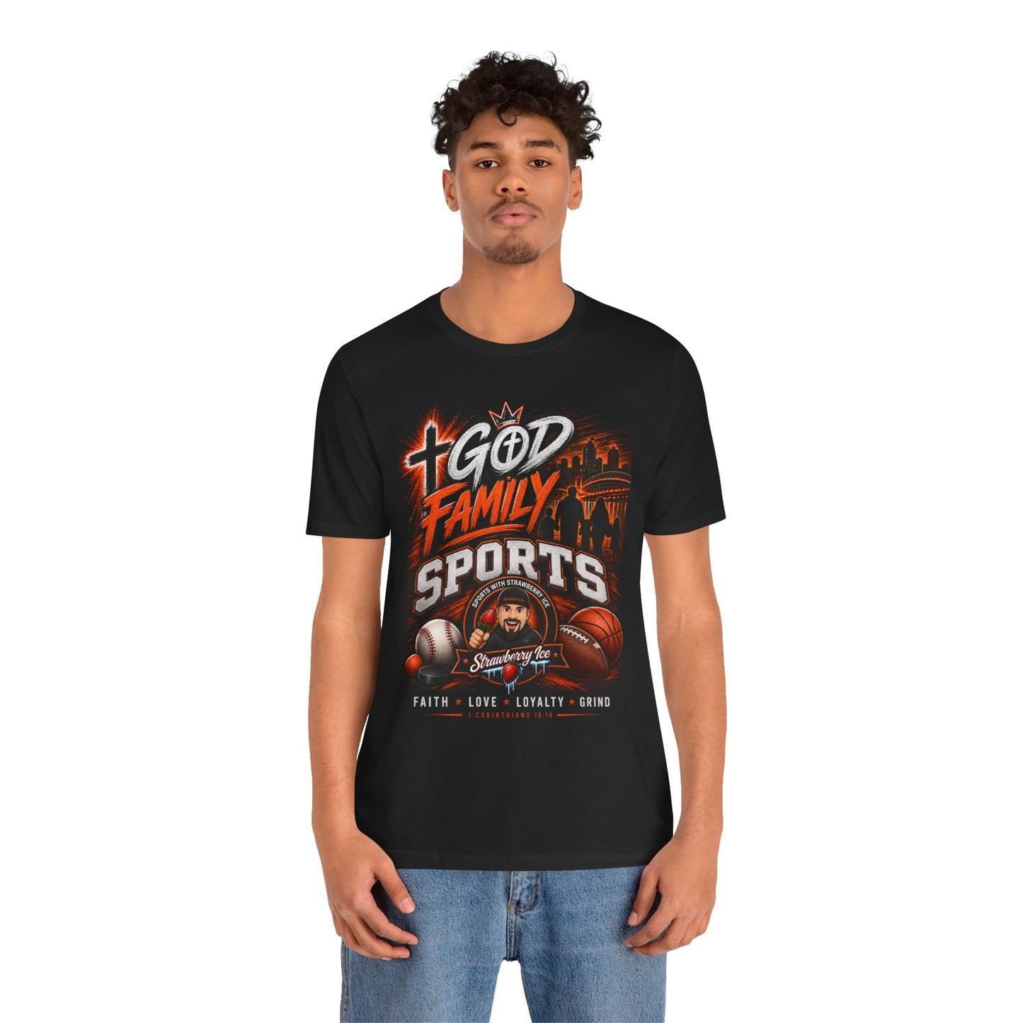 ✝️ God, Family & Sports | Official Strawberry Ice Faith Tee 🍓🧊🏈