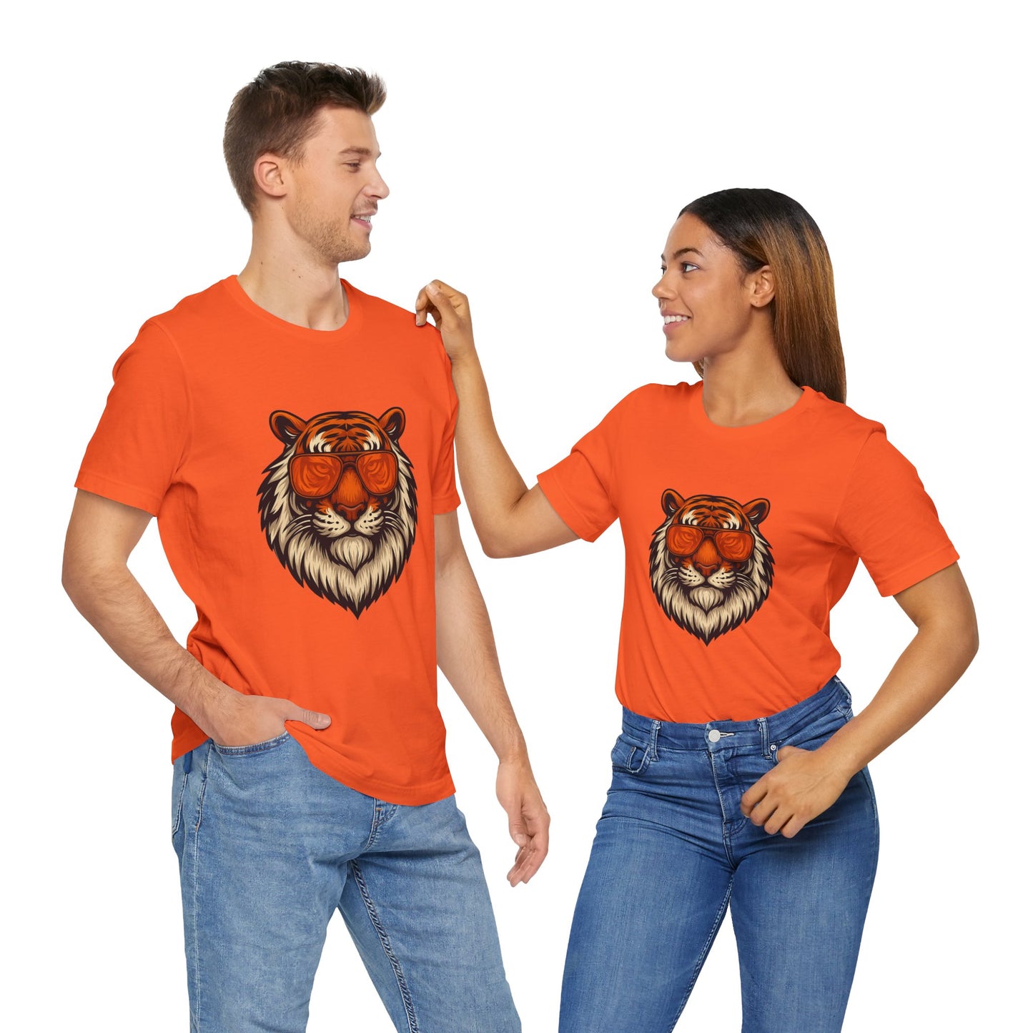Orange Tint Bengal Cool Tiger Graphic Tee - Unisex Jersey Short Sleeve T-Shirt