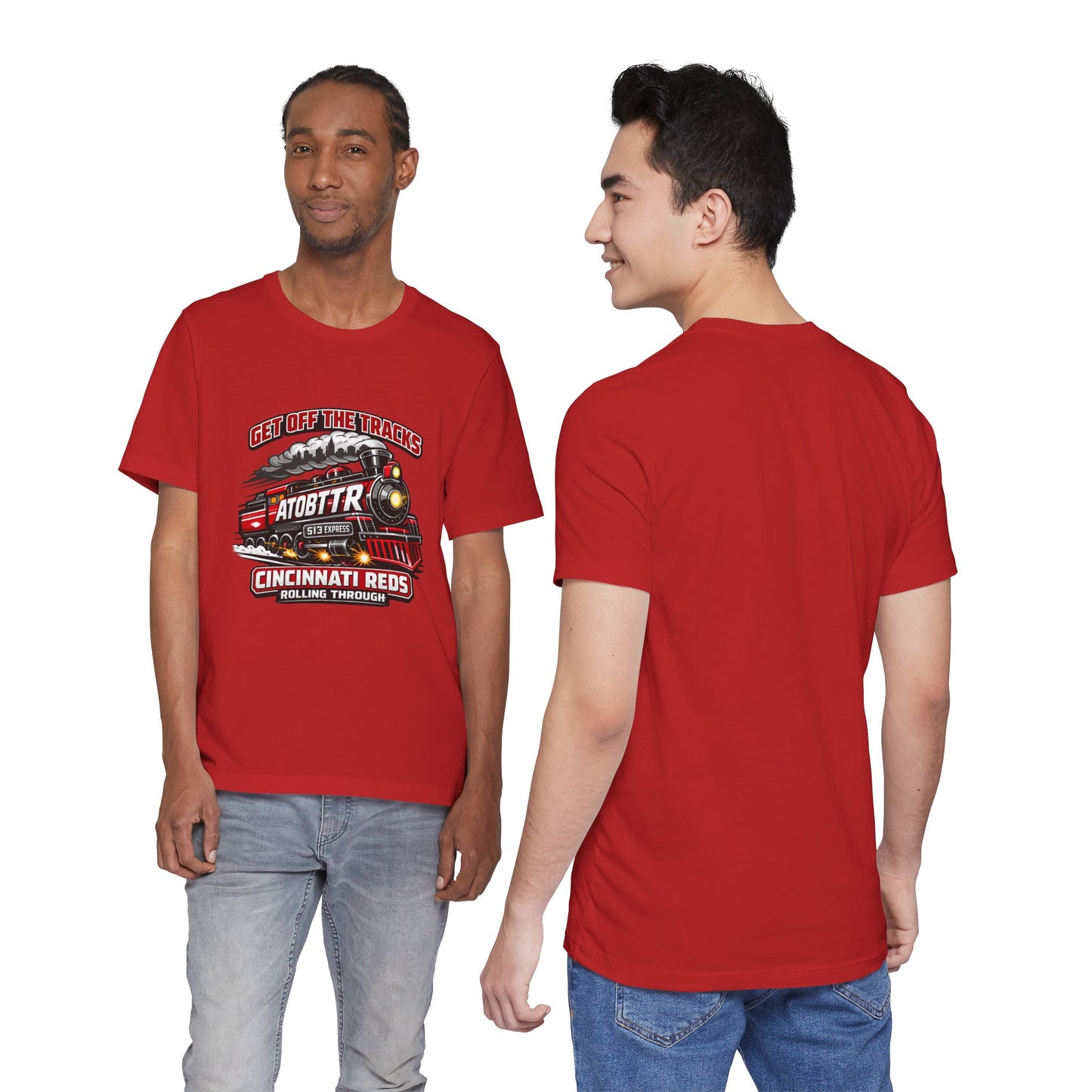 Cincinnati Reds Vintage Train "GET OFF THE TRACKS" Tee — Baseball Fan Shirt