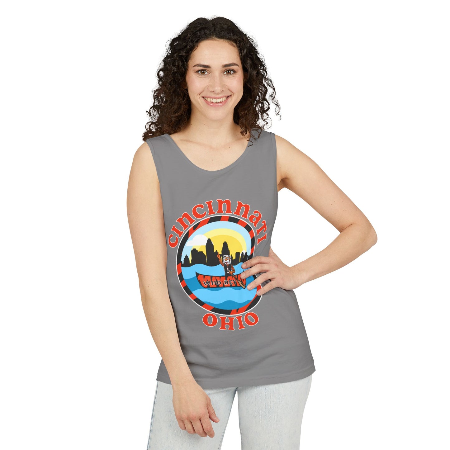 Cincinnati Ohio Unisex Tank Top, Casual Summer Wear, Gift for Travelers, Vacation Outfit, Relaxed Fit T-shirt, Vintage Aesthetic