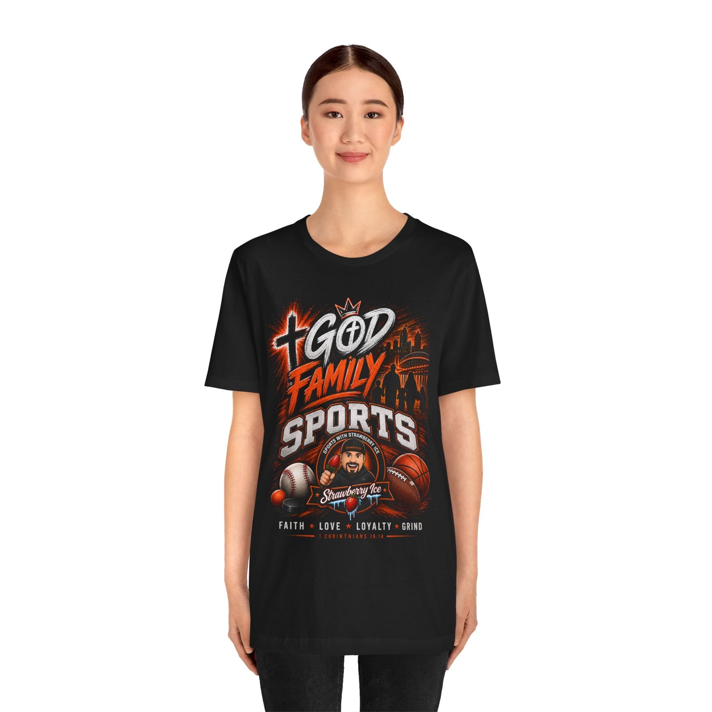 ✝️ God, Family & Sports | Official Strawberry Ice Faith Tee 🍓🧊🏈