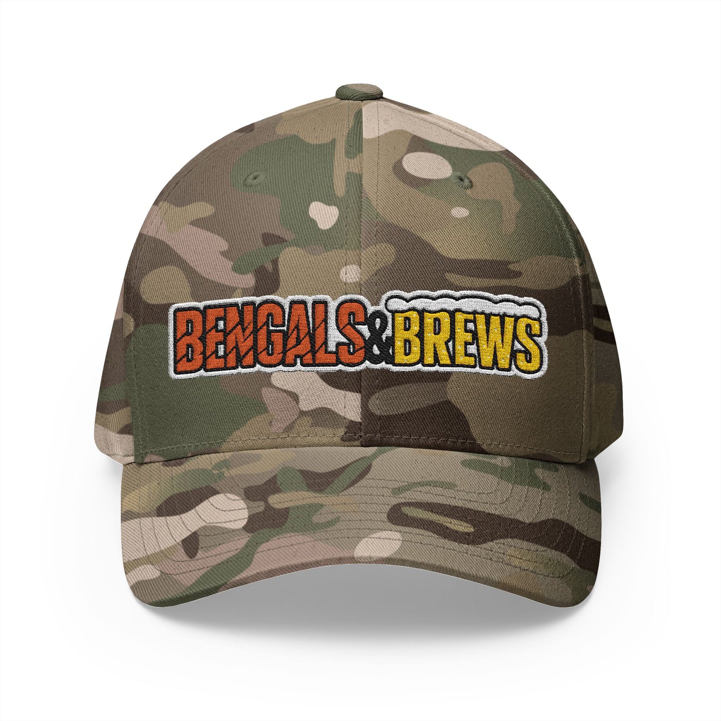 Embroidered Bengals and Brews Podcast Flex Fit Hat