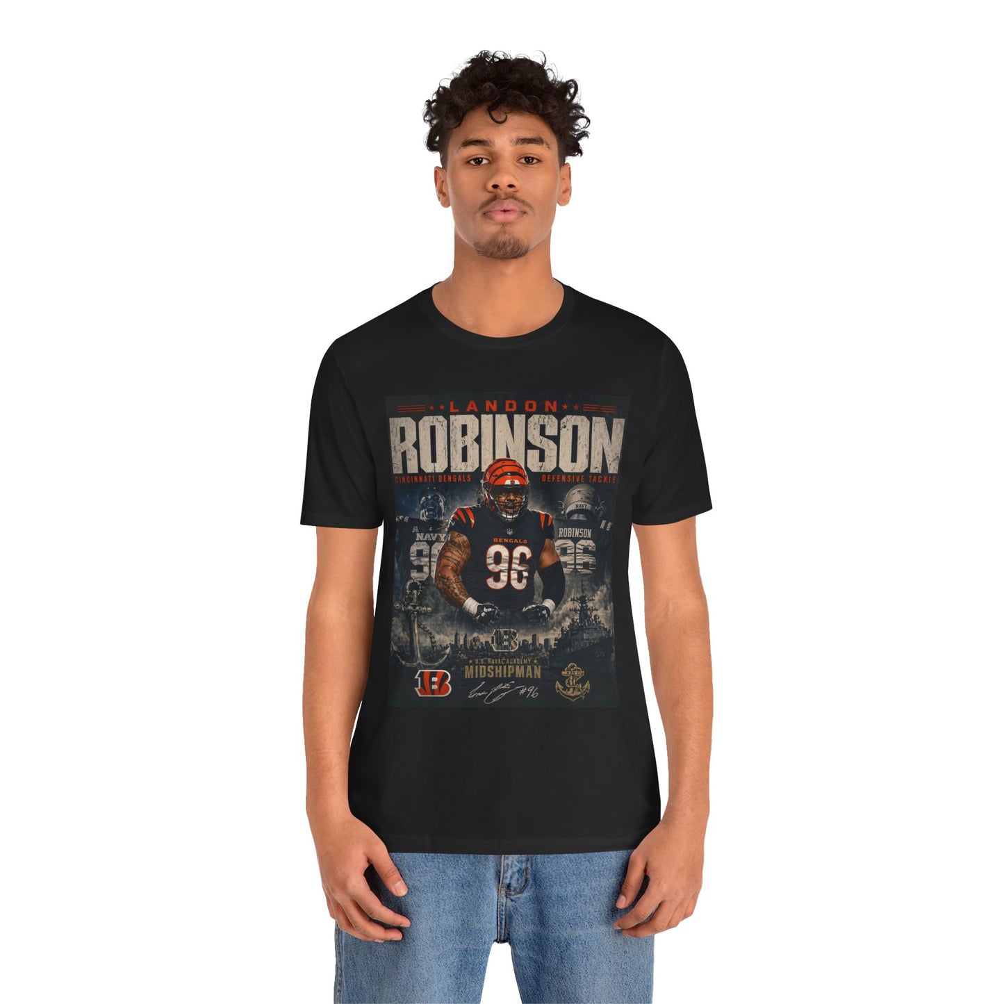Midshipman Landon Robinson #96 Bengals Football Tee - Retro NFL Fan Shirt