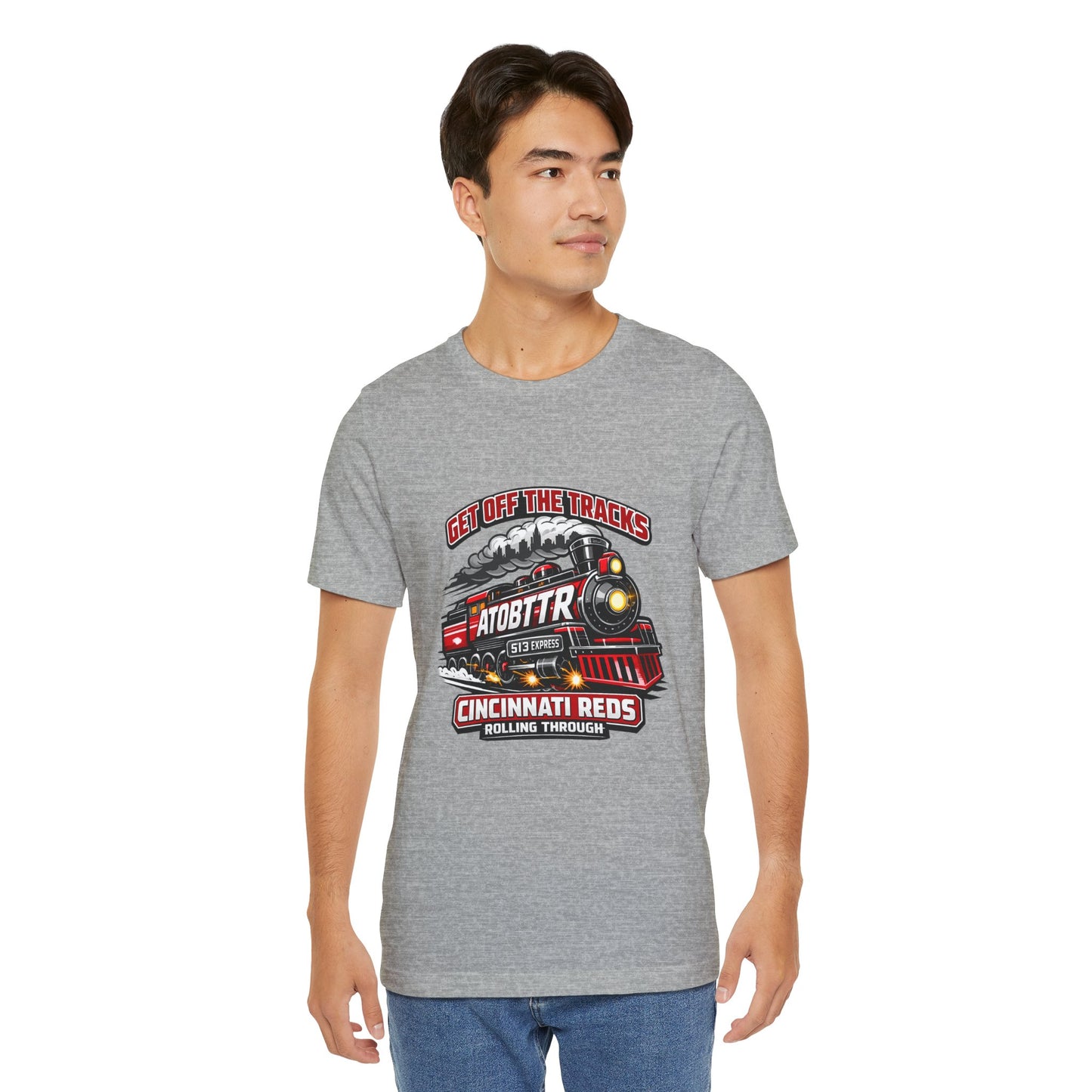 Cincinnati Reds Vintage Train "GET OFF THE TRACKS" Tee — Baseball Fan Shirt