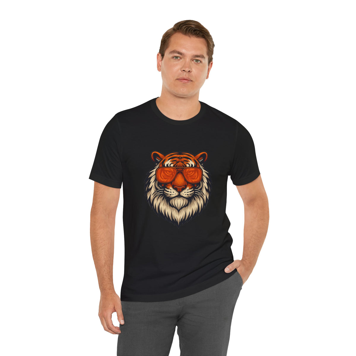 Orange Tint Bengal Cool Tiger Graphic Tee - Unisex Jersey Short Sleeve T-Shirt