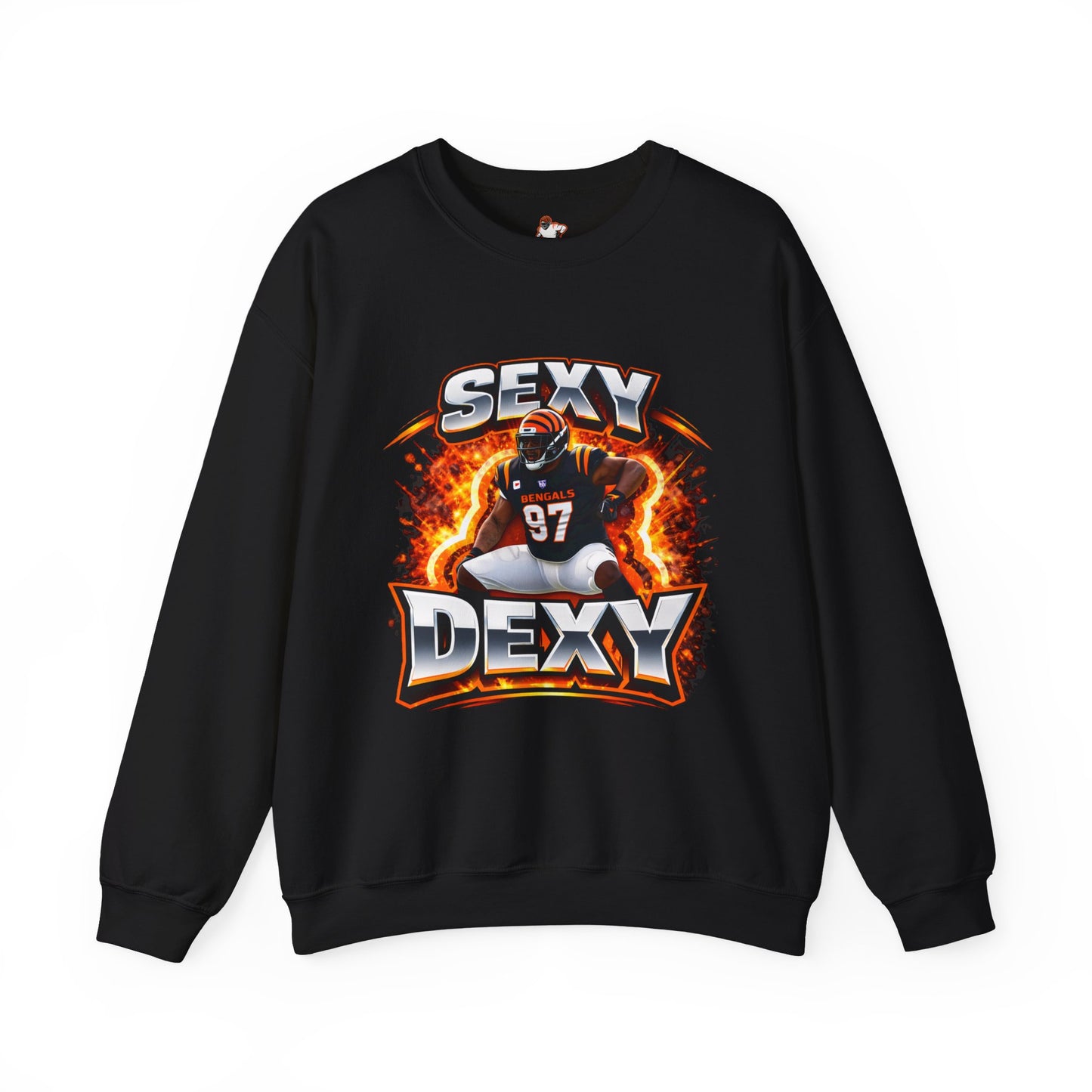 Sexy Dexy Football Crewneck Sweatshirt — Fire Helmet Player Graphic