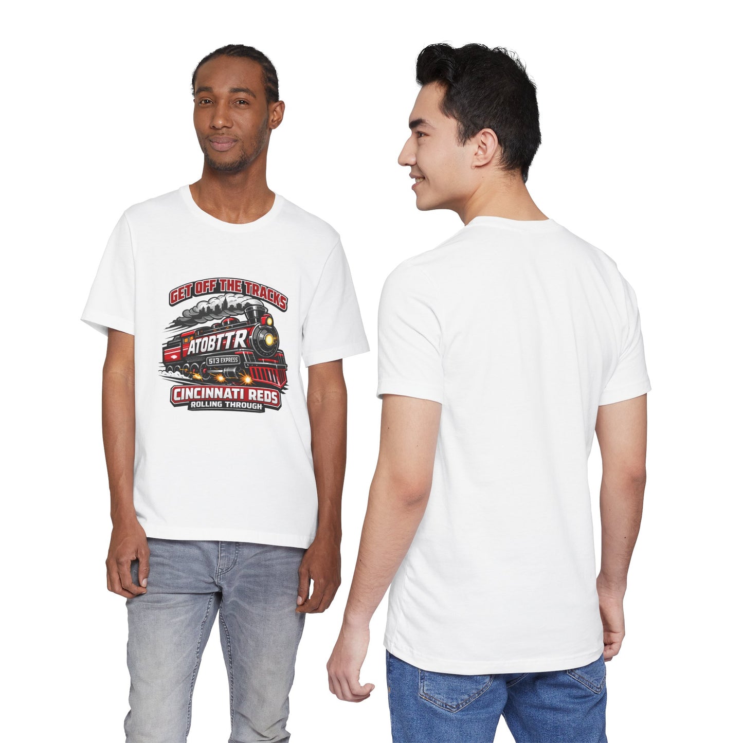 Cincinnati Reds Vintage Train "GET OFF THE TRACKS" Tee — Baseball Fan Shirt