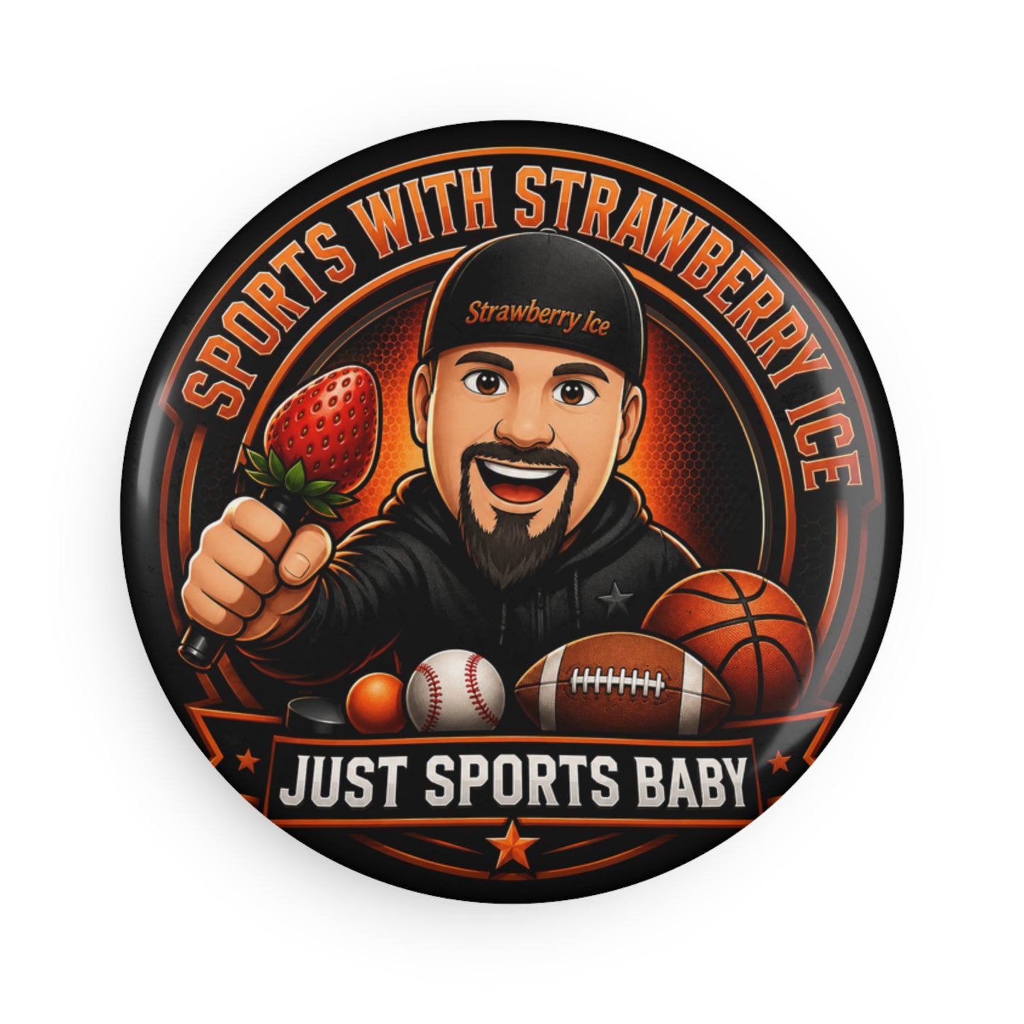 Sports With Strawberry Ice Round Button Magnet