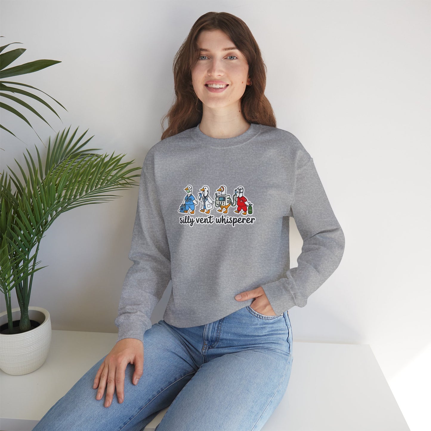 Crewneck Sweatshirt — "Silly Vent Whisperer" Cartoon Characters Graphic