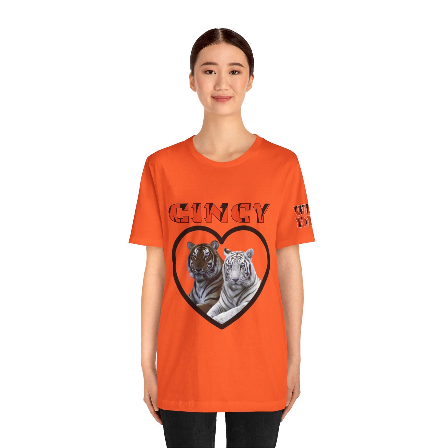 Cincy Cat Lover Unisex Tee - Bold Orange Animal Print Shirt