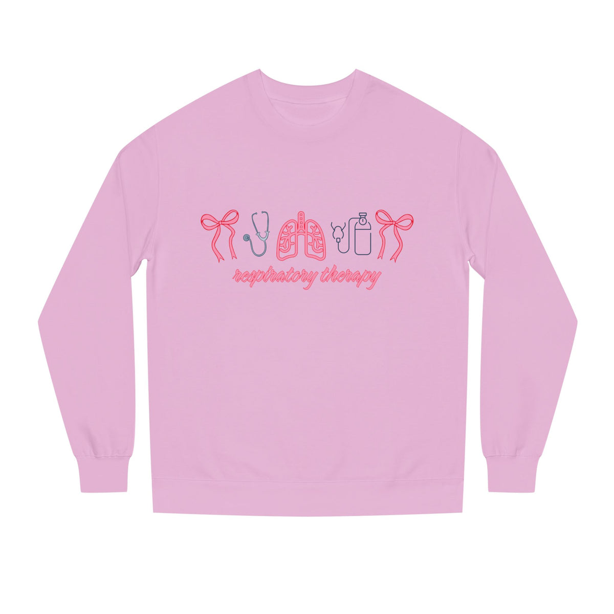 Respiratory Therapy Crewneck Sweatshirt — 'cancer therapy' Pink Ribbon Medical Design