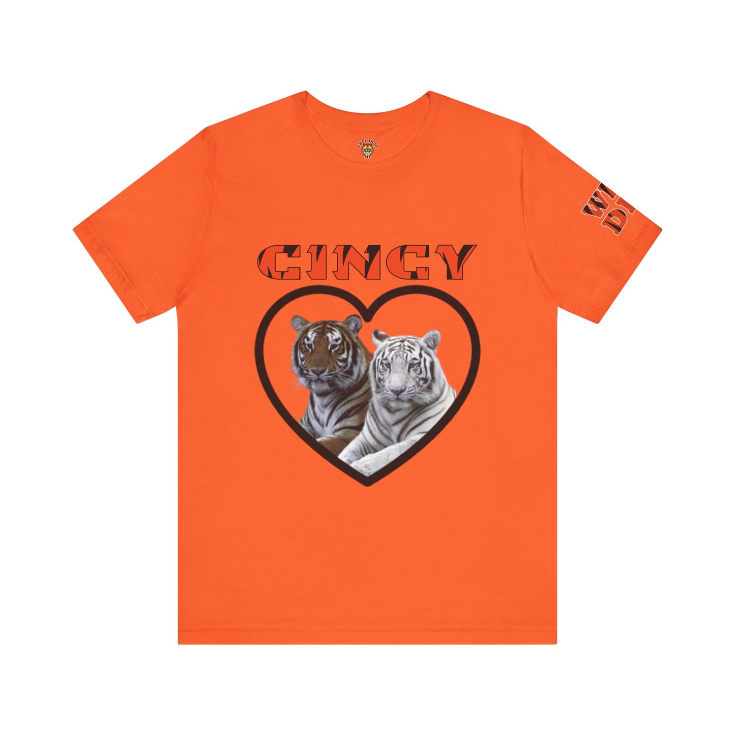 Cincy Cat Lover Unisex Tee - Bold Orange Animal Print Shirt