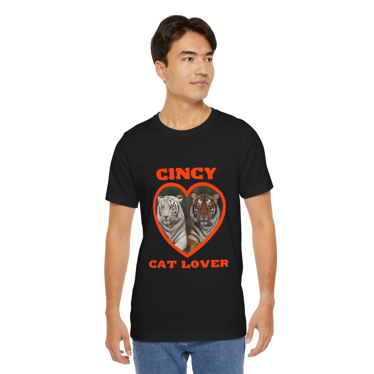 🧡 Cincy Cat Lover Tee | Big Cat Heart Graphic Shirt