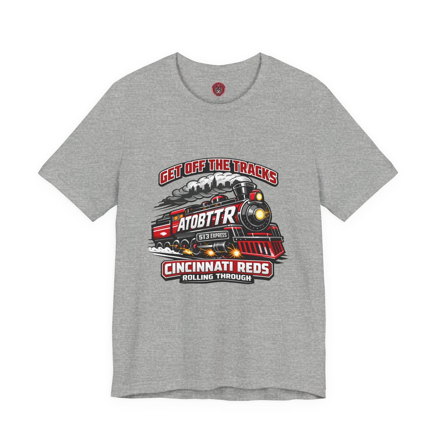 Cincinnati Reds Vintage Train "GET OFF THE TRACKS" Tee — Baseball Fan Shirt