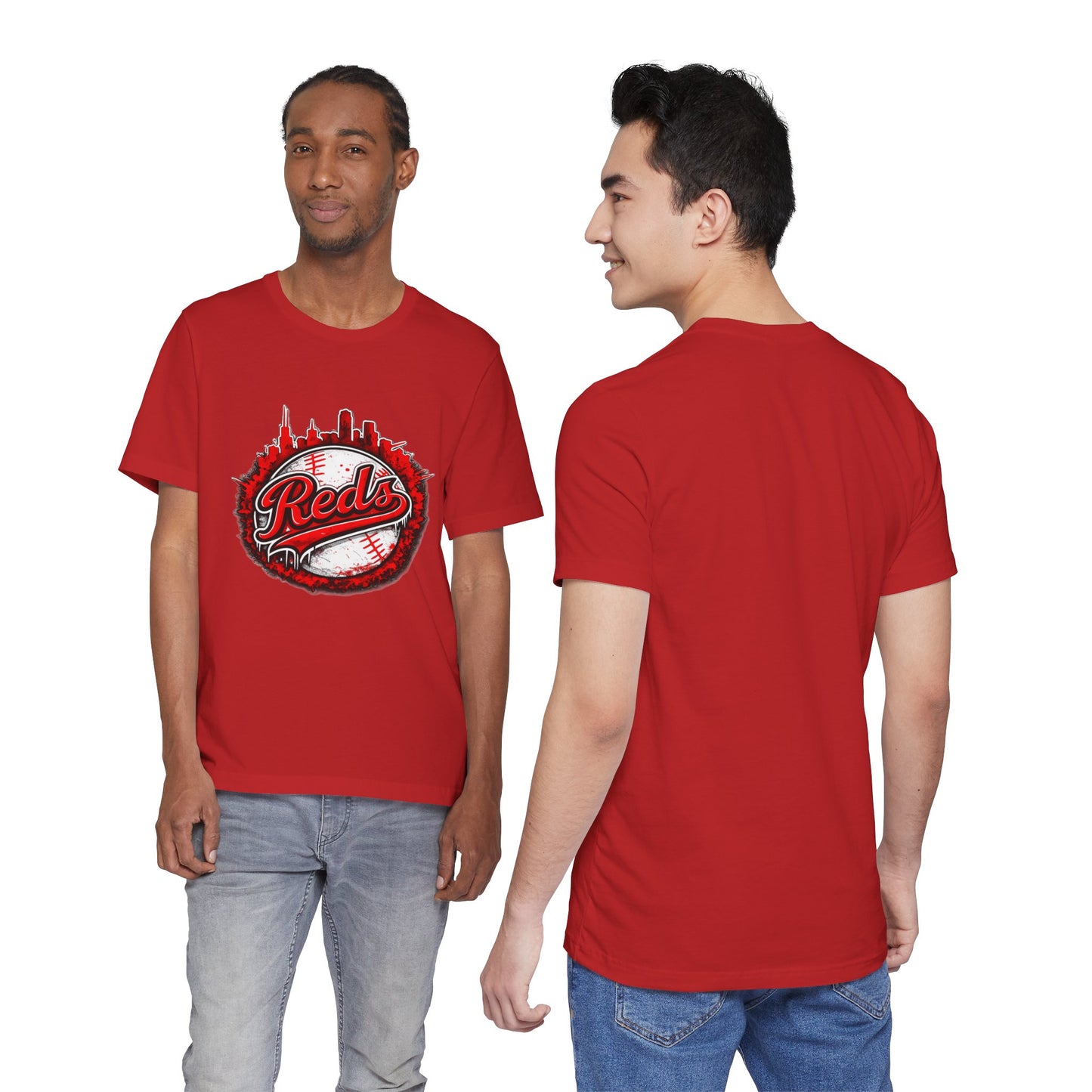 Reds Baseball Graphic Tee — City Skyline Baseball Design