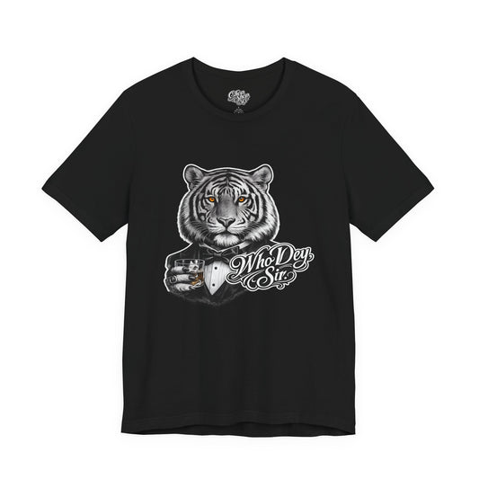 Tiger Tuxedo Tee — "Who Dey Sir" Graphic Shirt for Bengals Fans