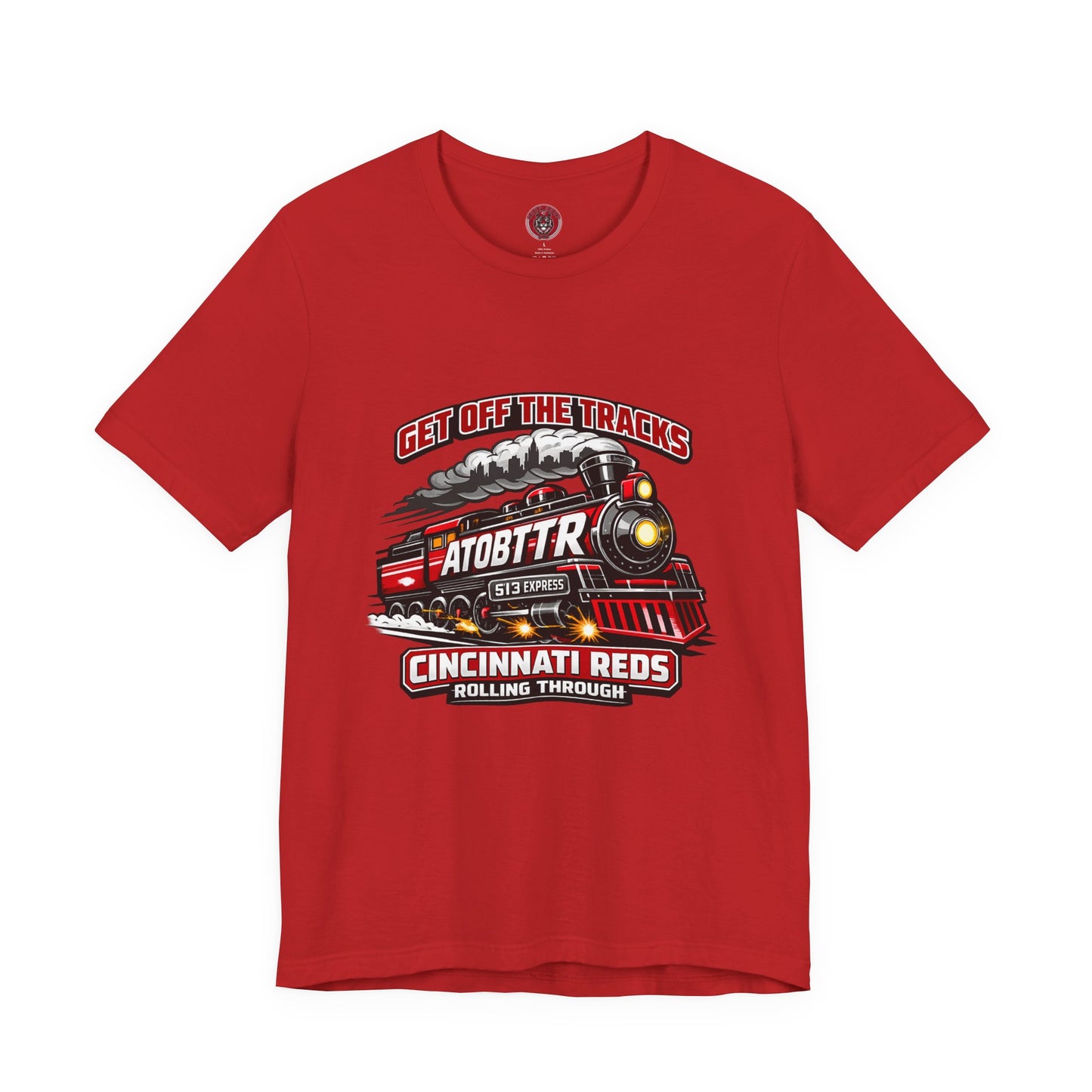 Cincinnati Reds Vintage Train "GET OFF THE TRACKS" Tee — Baseball Fan Shirt