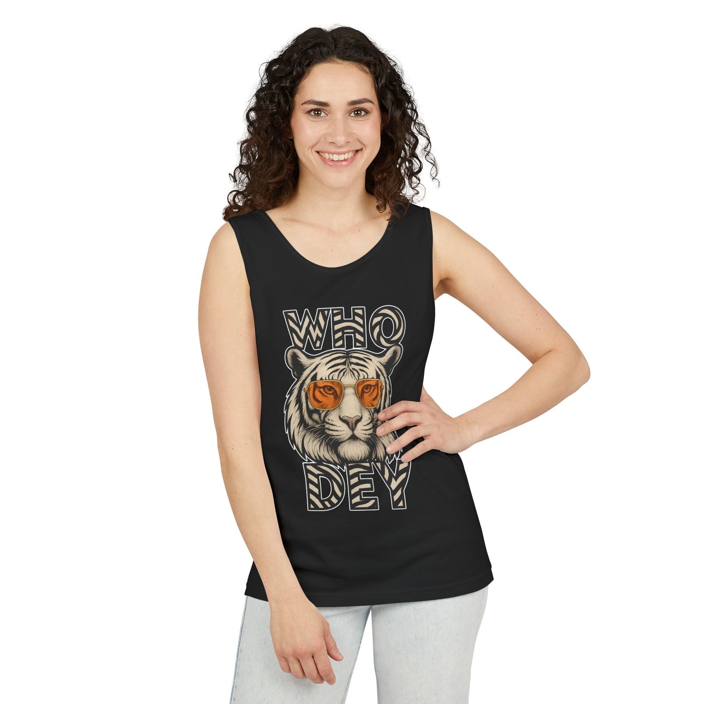 Who Dey Tiger Unisex Tank Top, Casual Summer Shirt, Gift for Sports Fans, Animal Lover's Apparel, Party Wear, Vegan Fashion